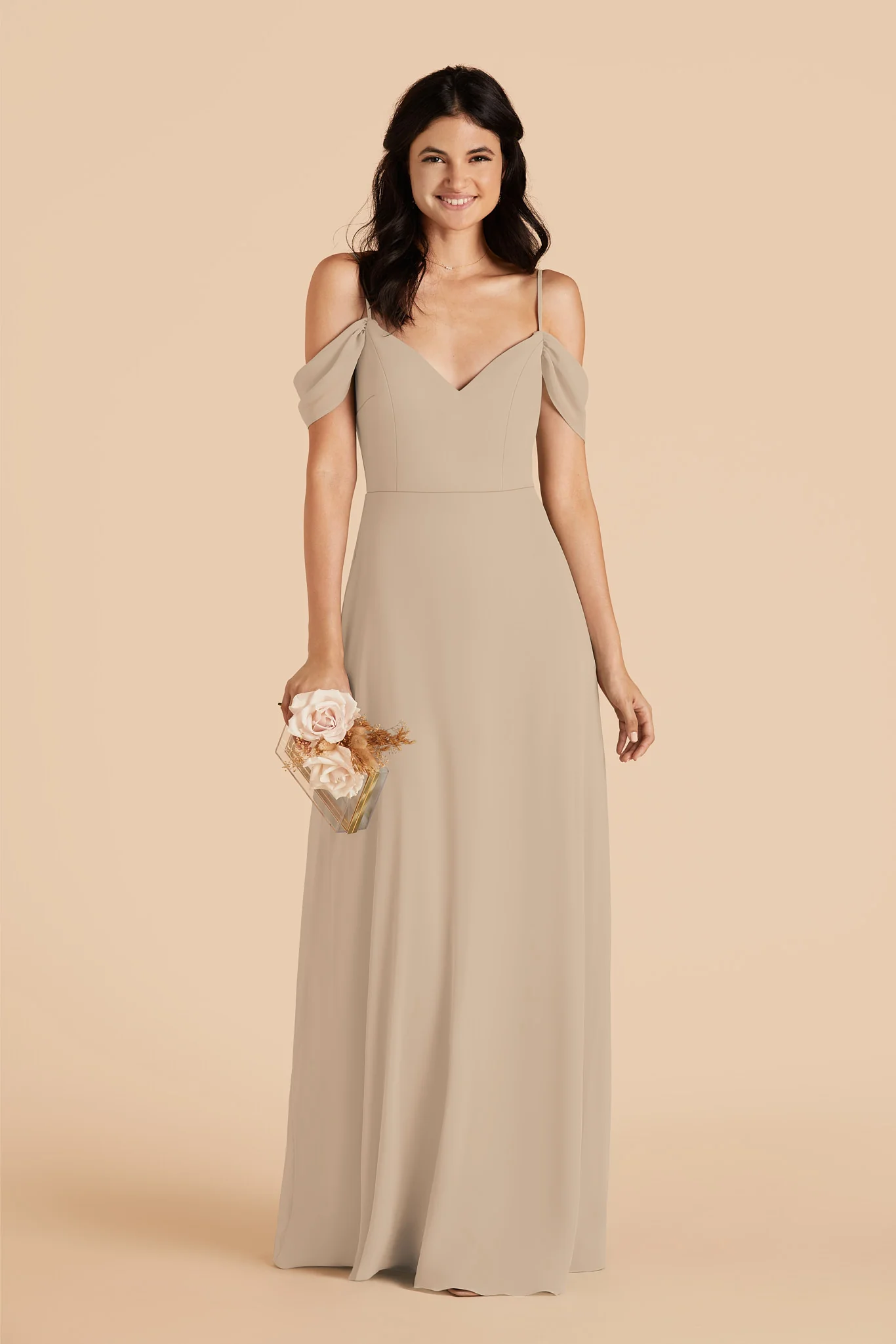 Devin Chiffon Dress - Almond