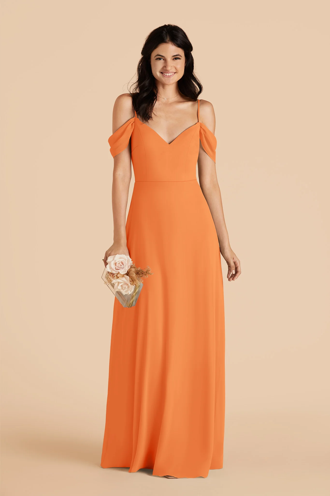 Devin Chiffon Dress - Apricot