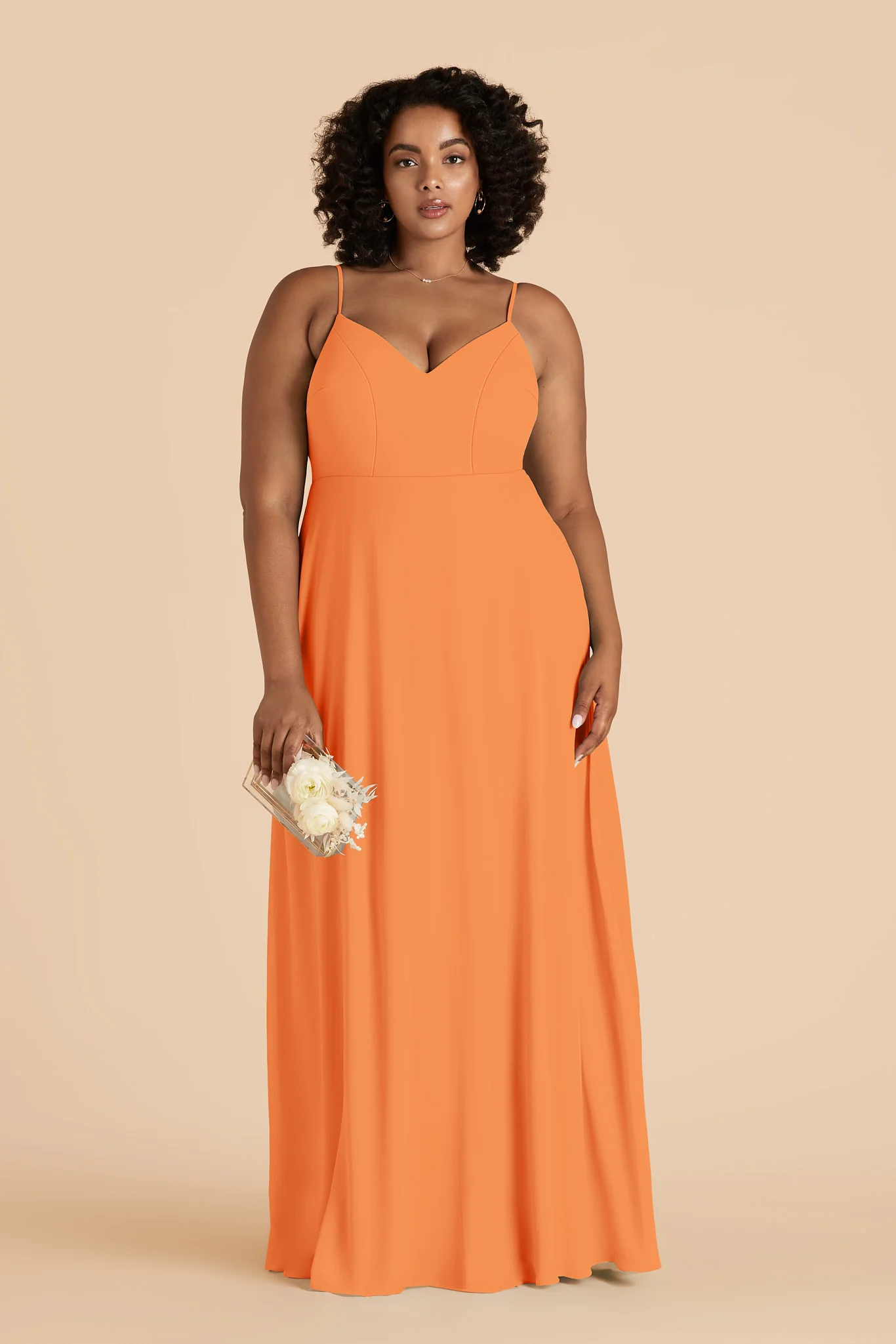 Devin Chiffon Dress - Apricot - Image 3