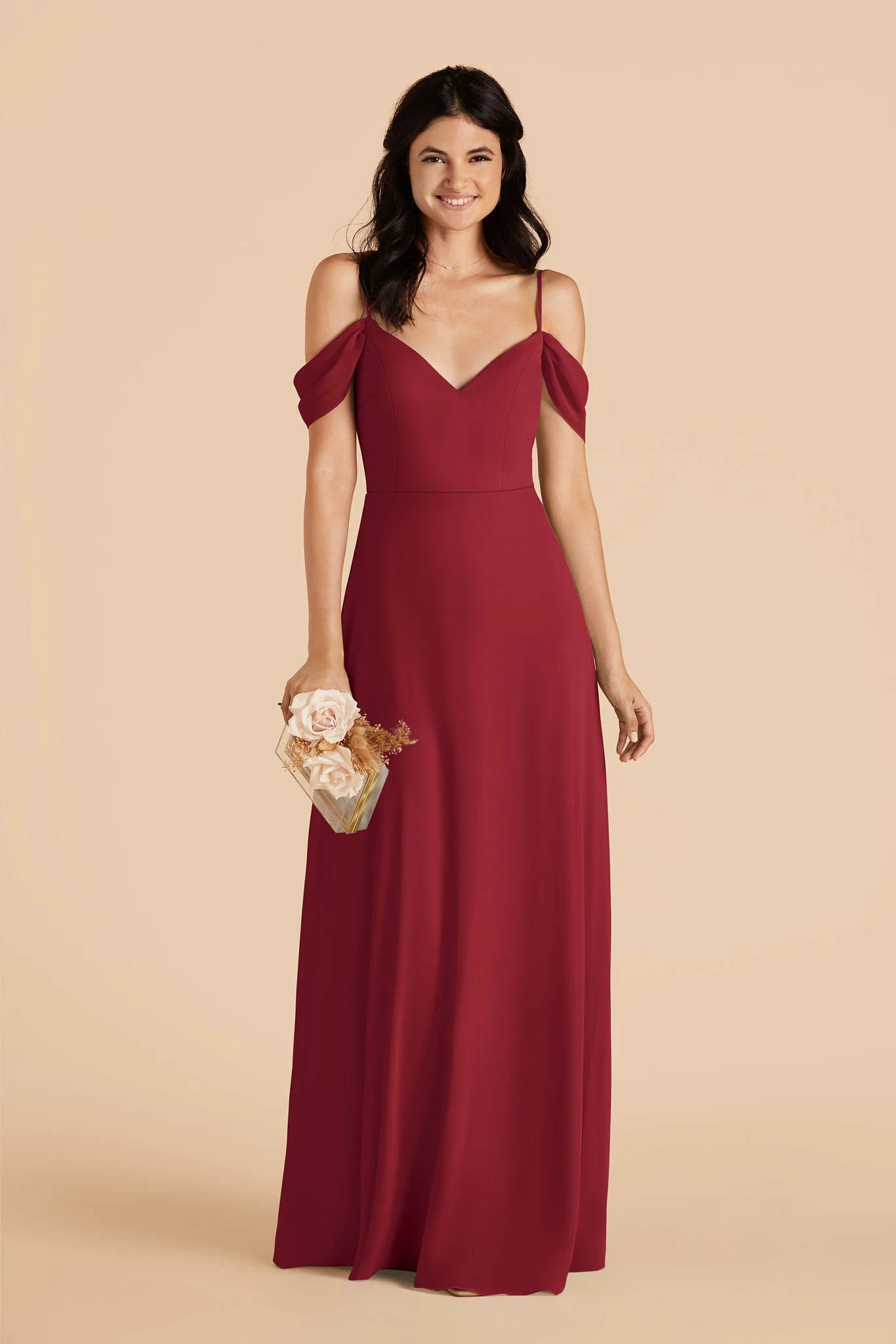 Devin Chiffon Dress - Burgundy