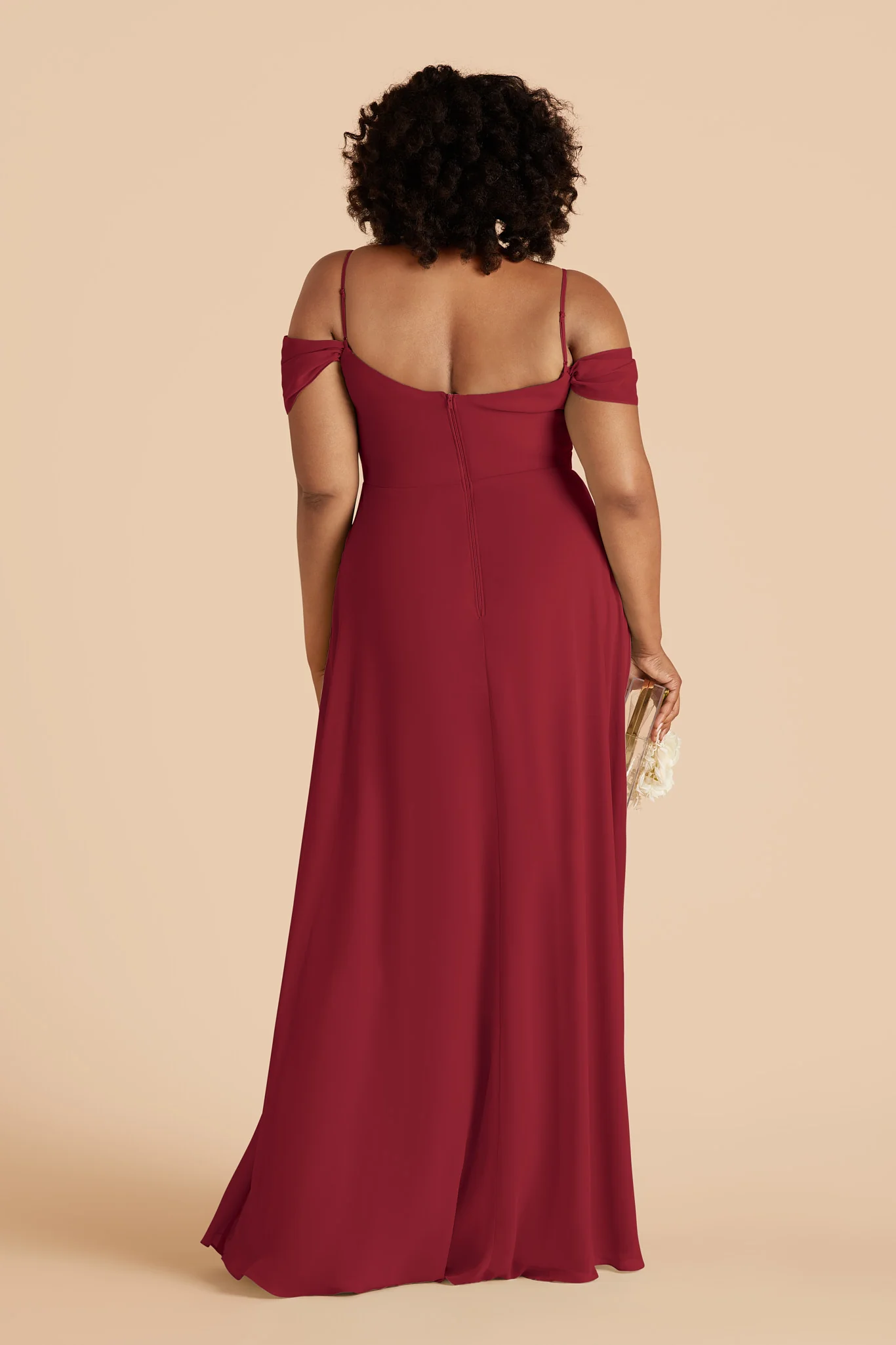 Devin Chiffon Dress - Burgundy - Image 4
