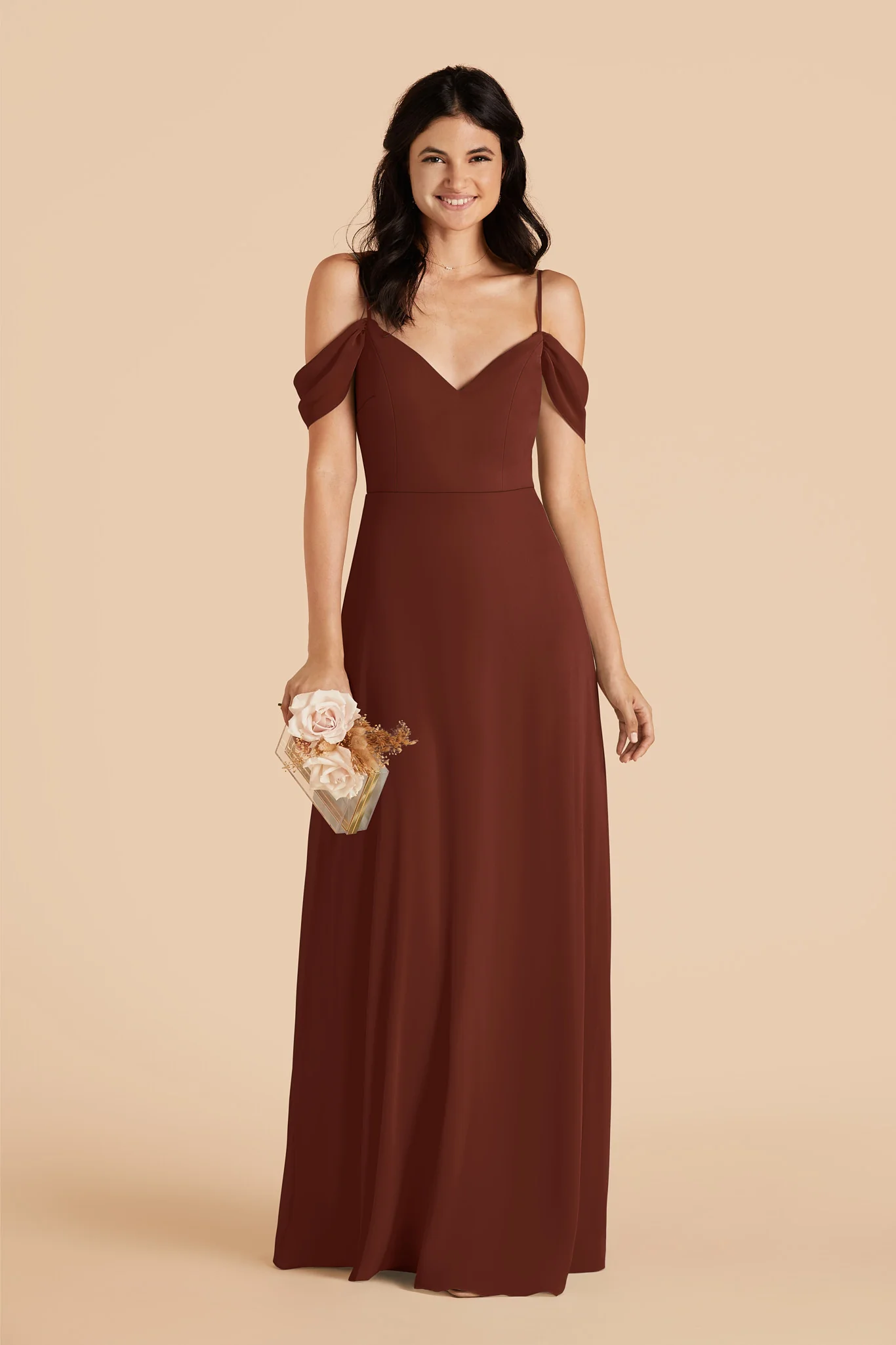 Devin Chiffon Dress - Cognac