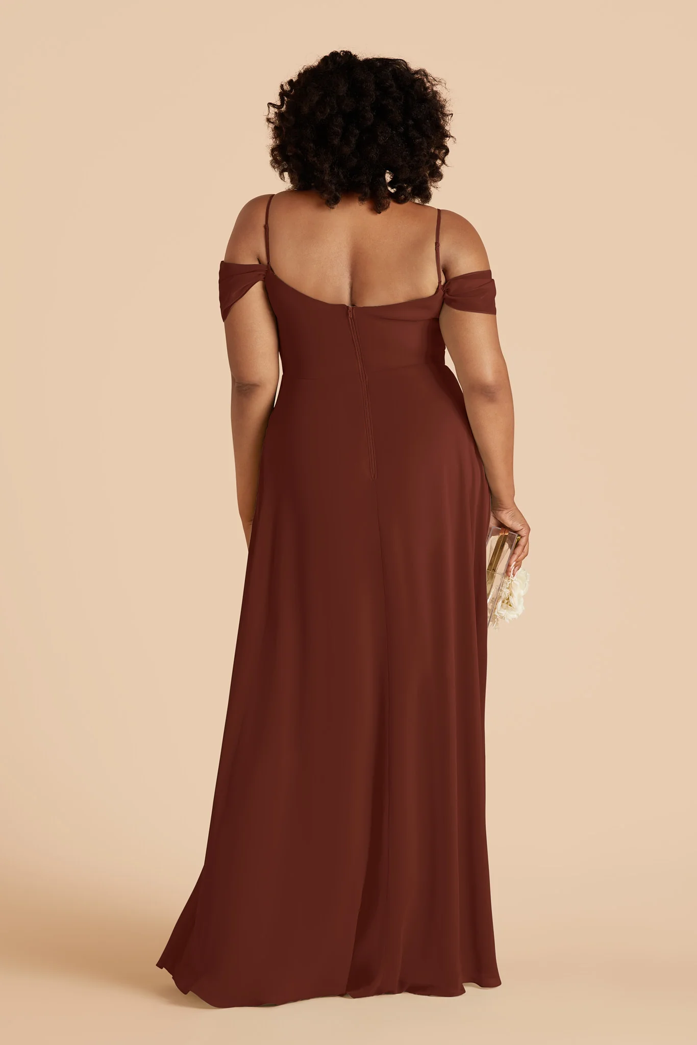 Devin Chiffon Dress - Cognac - Image 4