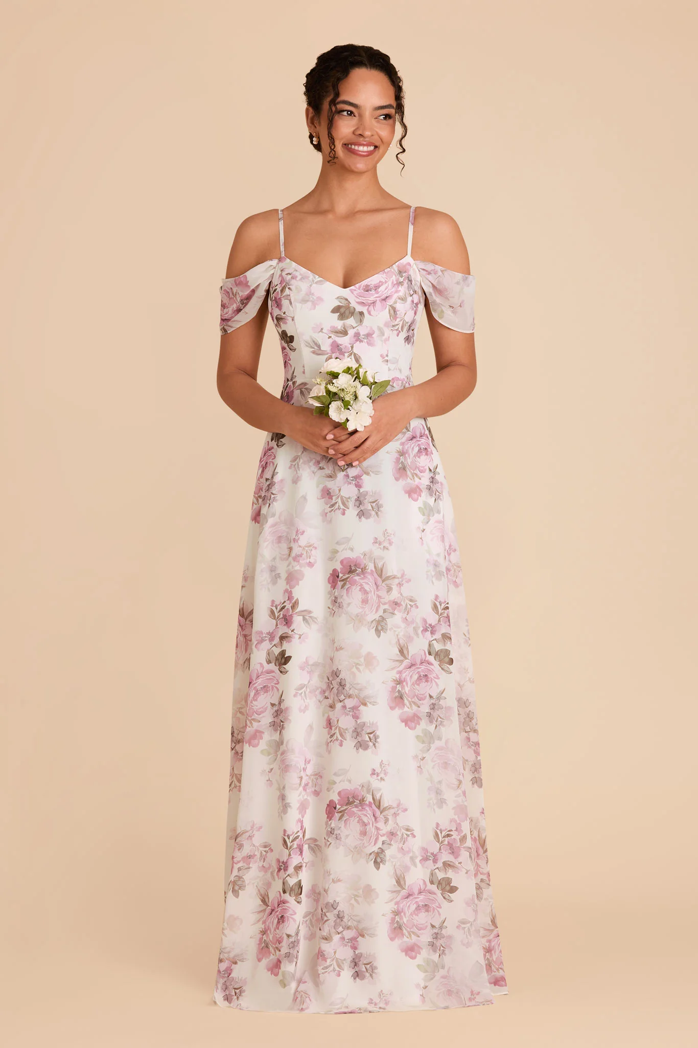 Devin Chiffon Dress - Dusty Pink Peonies - Image 2