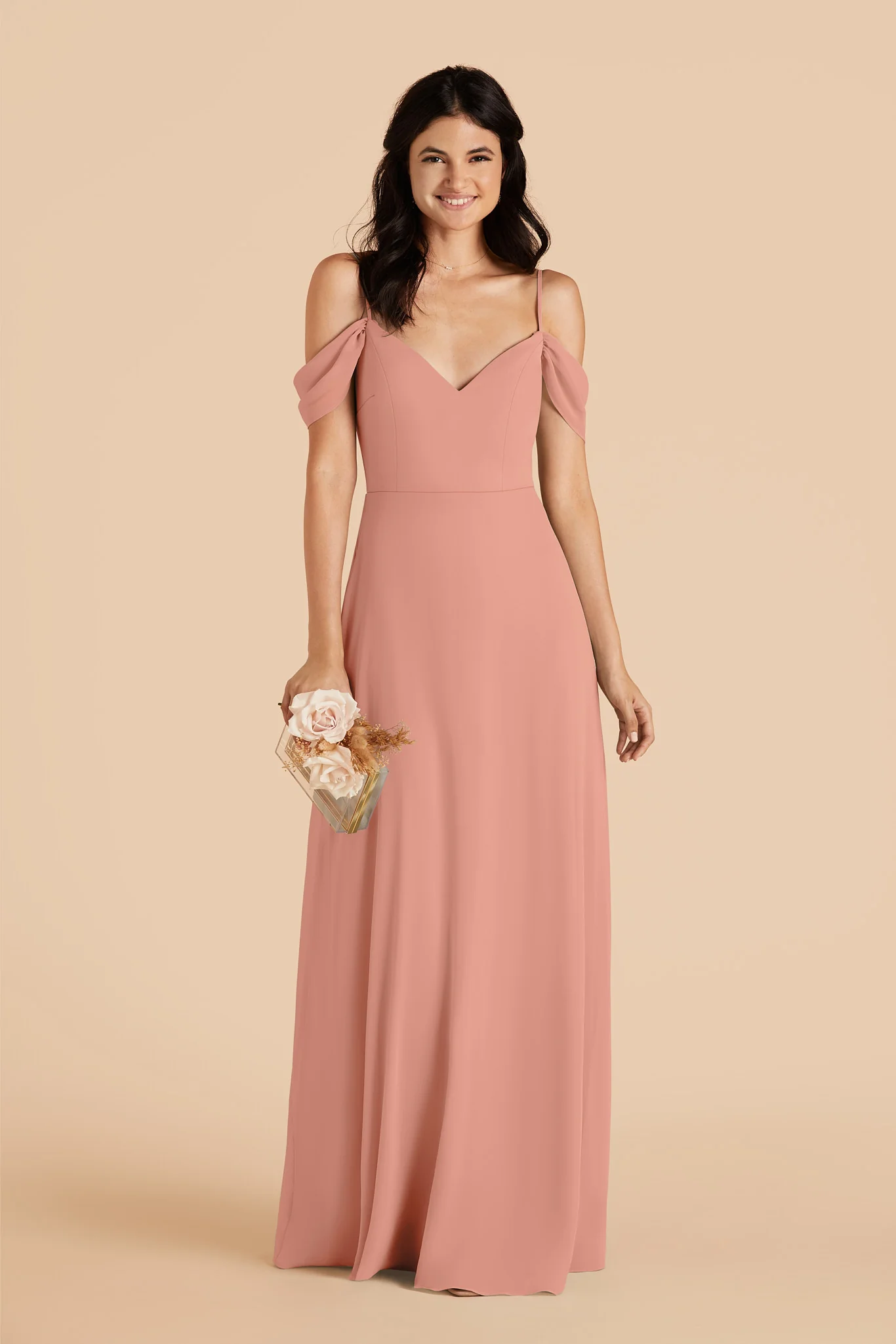 Devin Chiffon Dress - Dusty Rose