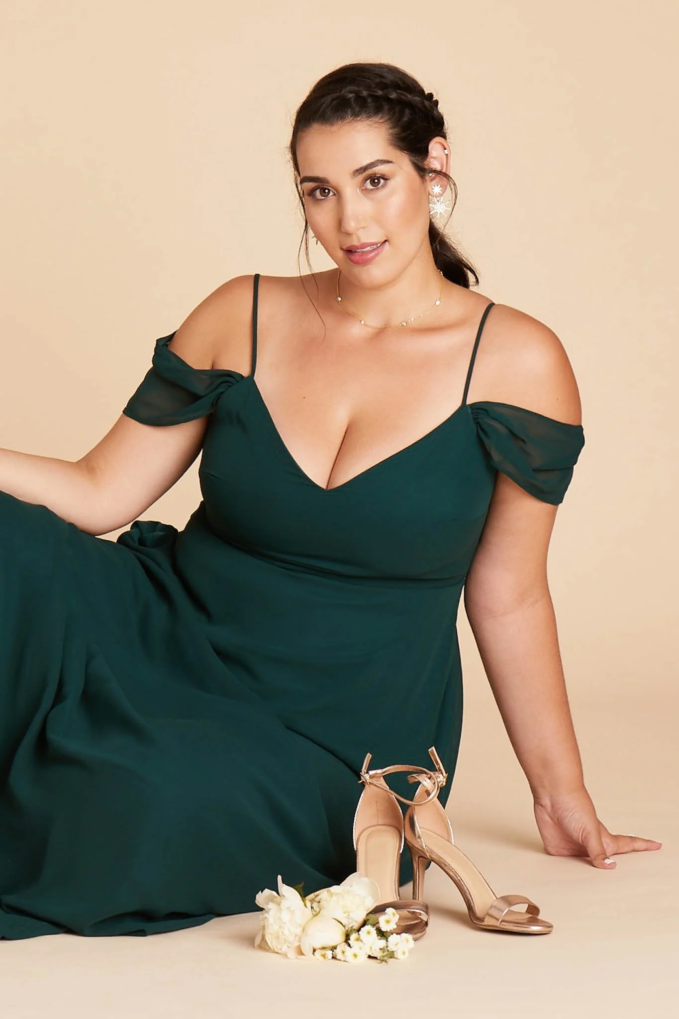 Devin Chiffon Dress - Emerald - Image 5