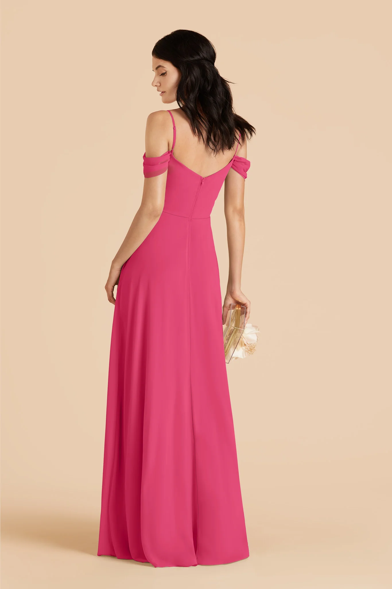 Devin Chiffon Dress - Fuchsia - Image 3