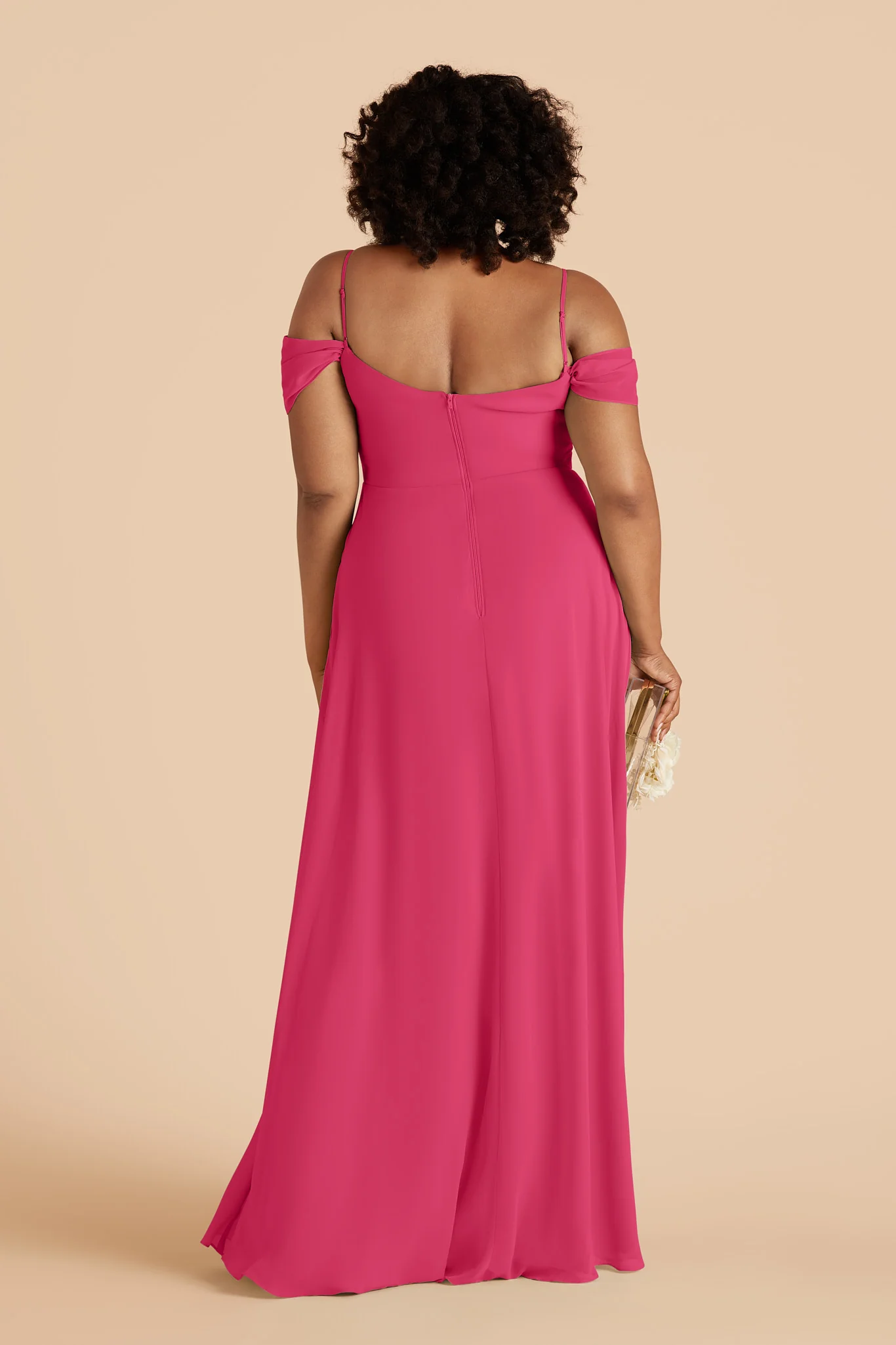 Devin Chiffon Dress - Fuchsia - Image 4