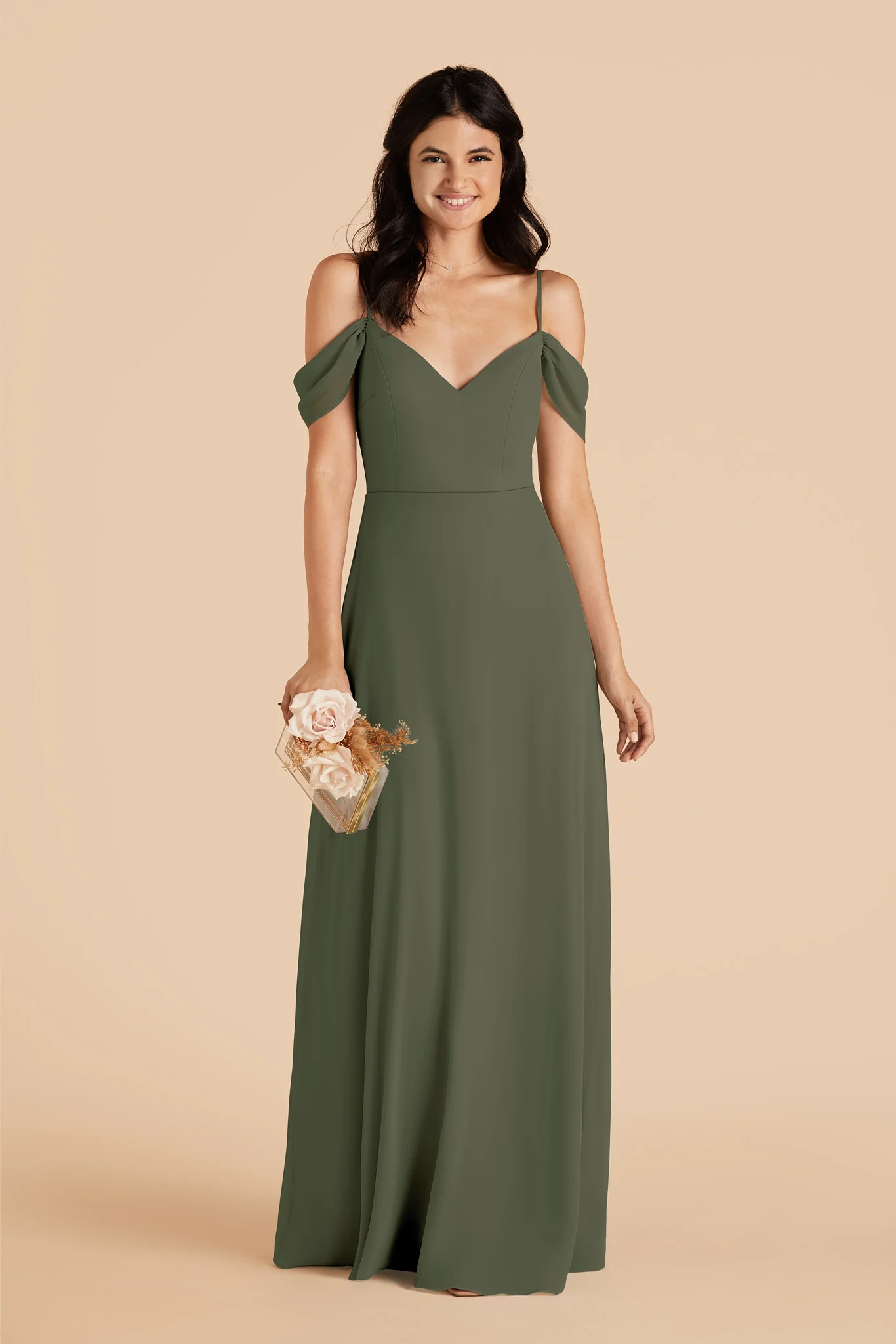 Devin Chiffon Dress - Olive