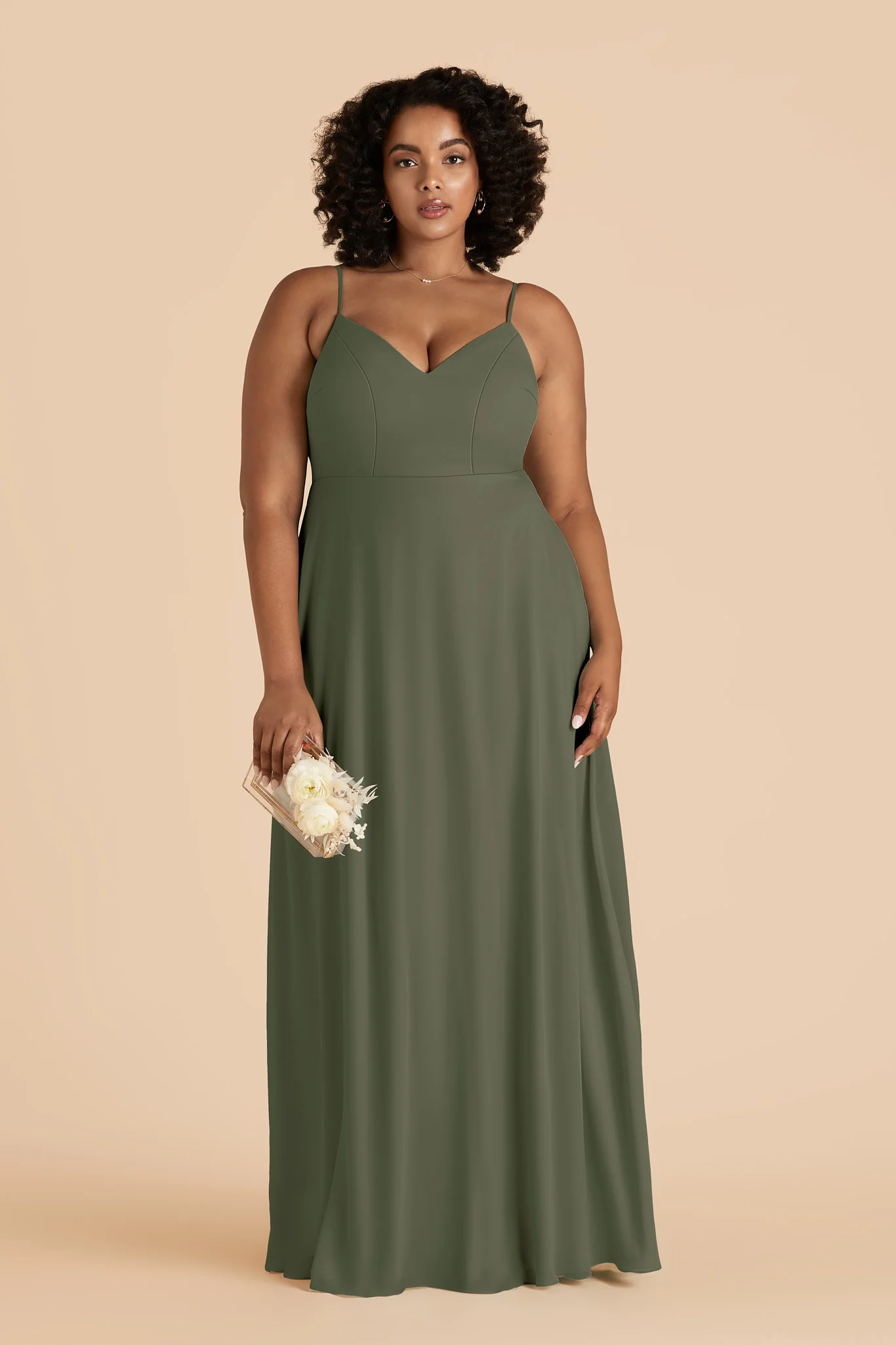 Devin Chiffon Dress - Olive - Image 2