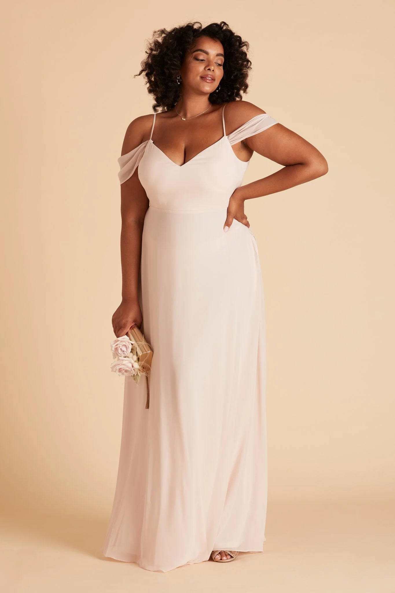Devin Chiffon Dress - Pale Blush - Image 10