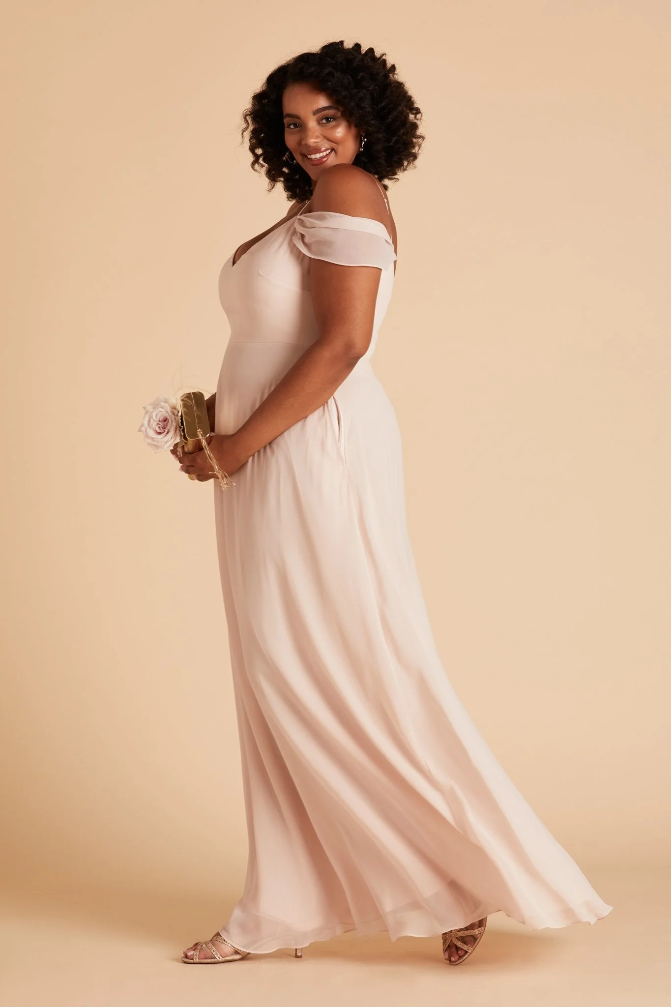 Devin Chiffon Dress - Pale Blush - Image 16