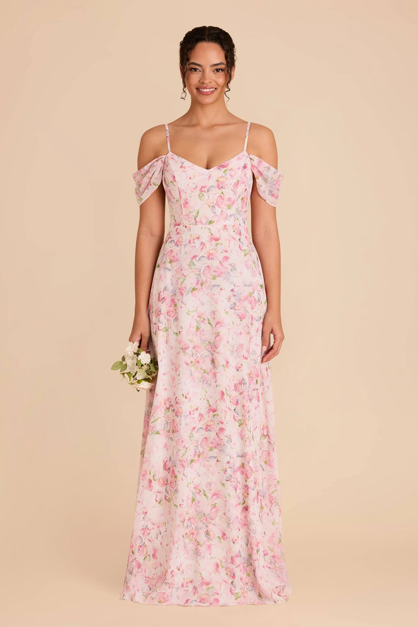 Devin Chiffon Dress - Pink Falling Petals