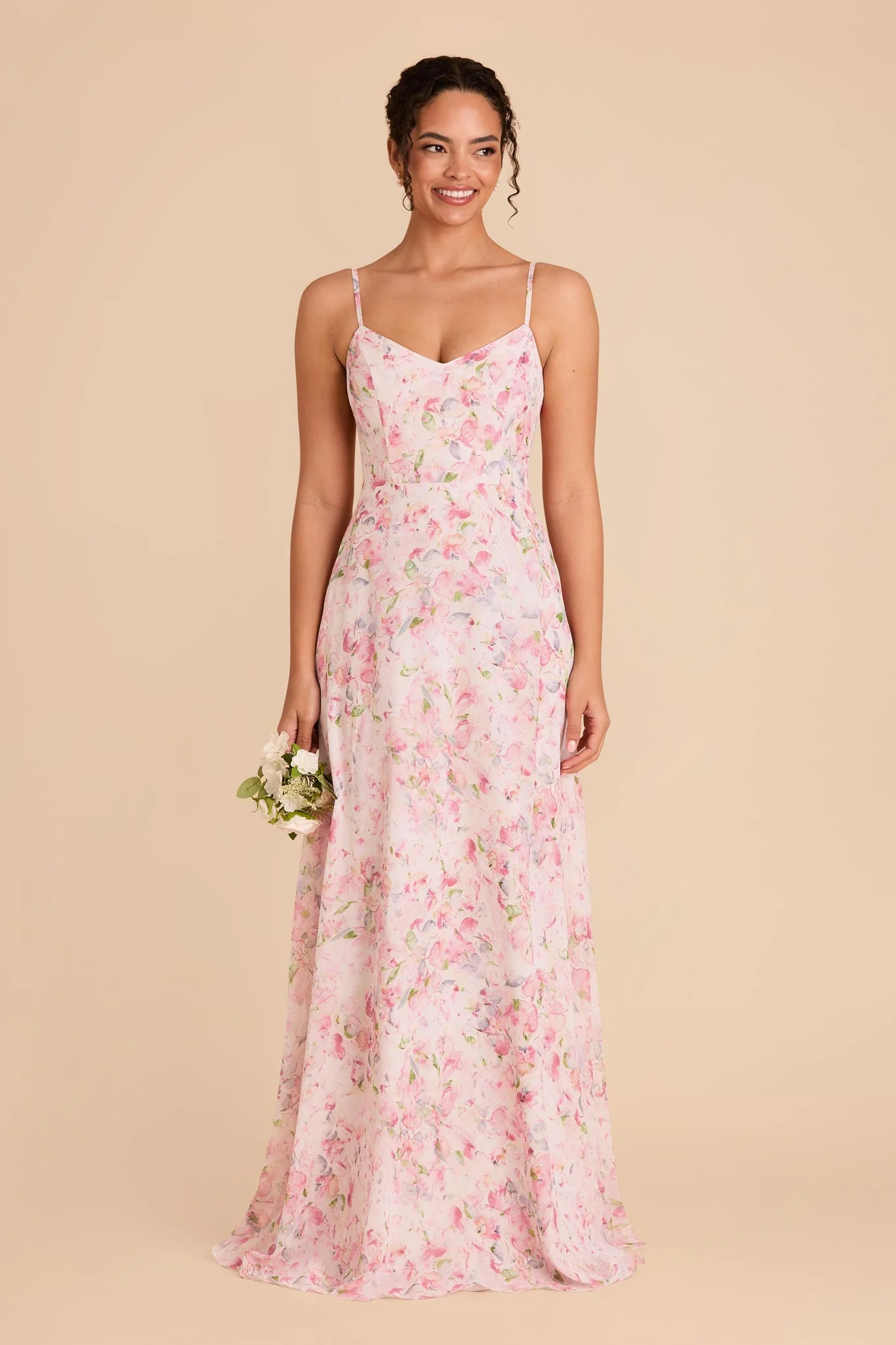 Devin Chiffon Dress - Pink Falling Petals - Image 2