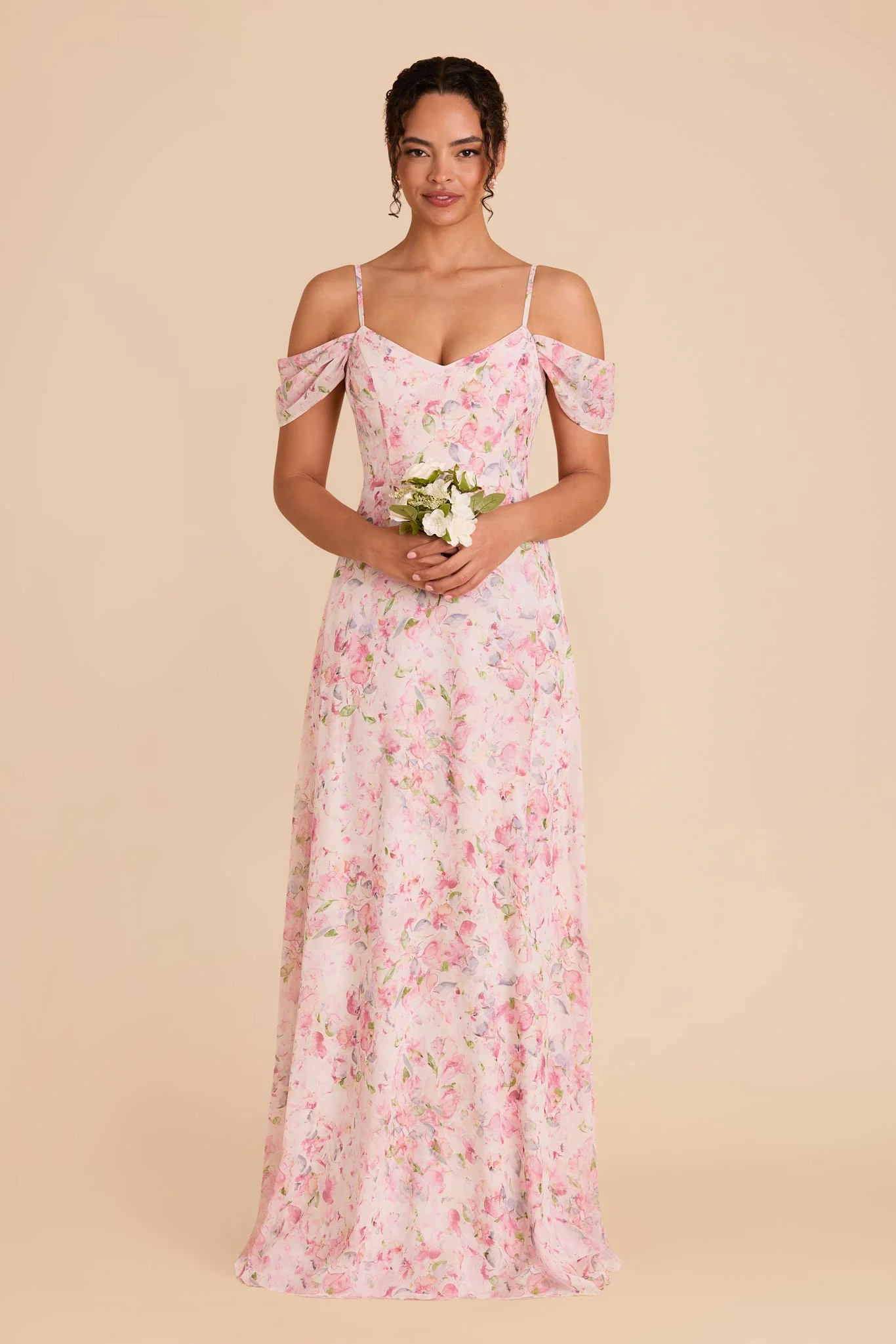 Devin Chiffon Dress - Pink Falling Petals - Image 3