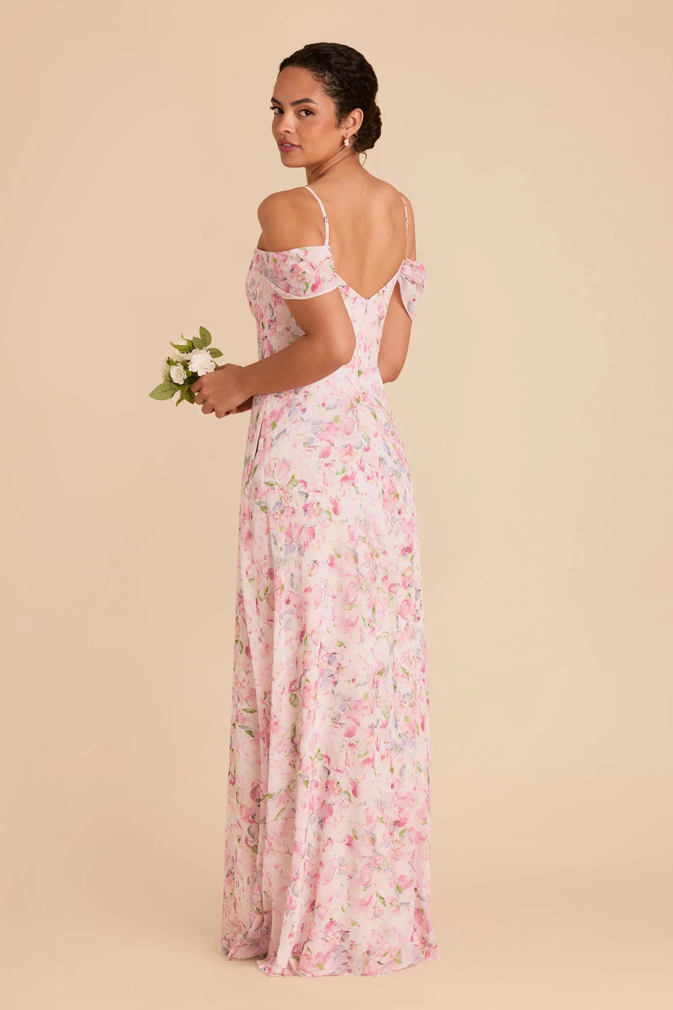 Devin Chiffon Dress - Pink Falling Petals - Image 5
