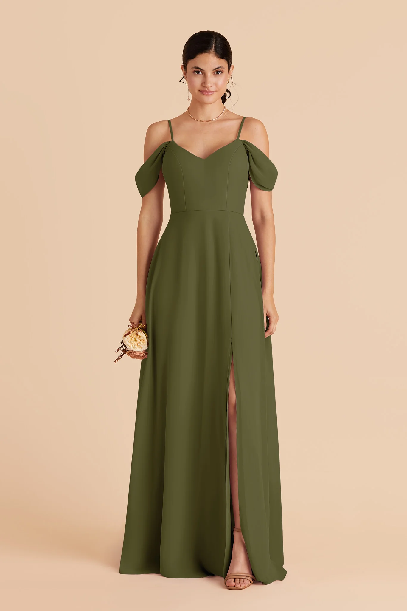 Devin Chiffon Dress With Slit - Martini