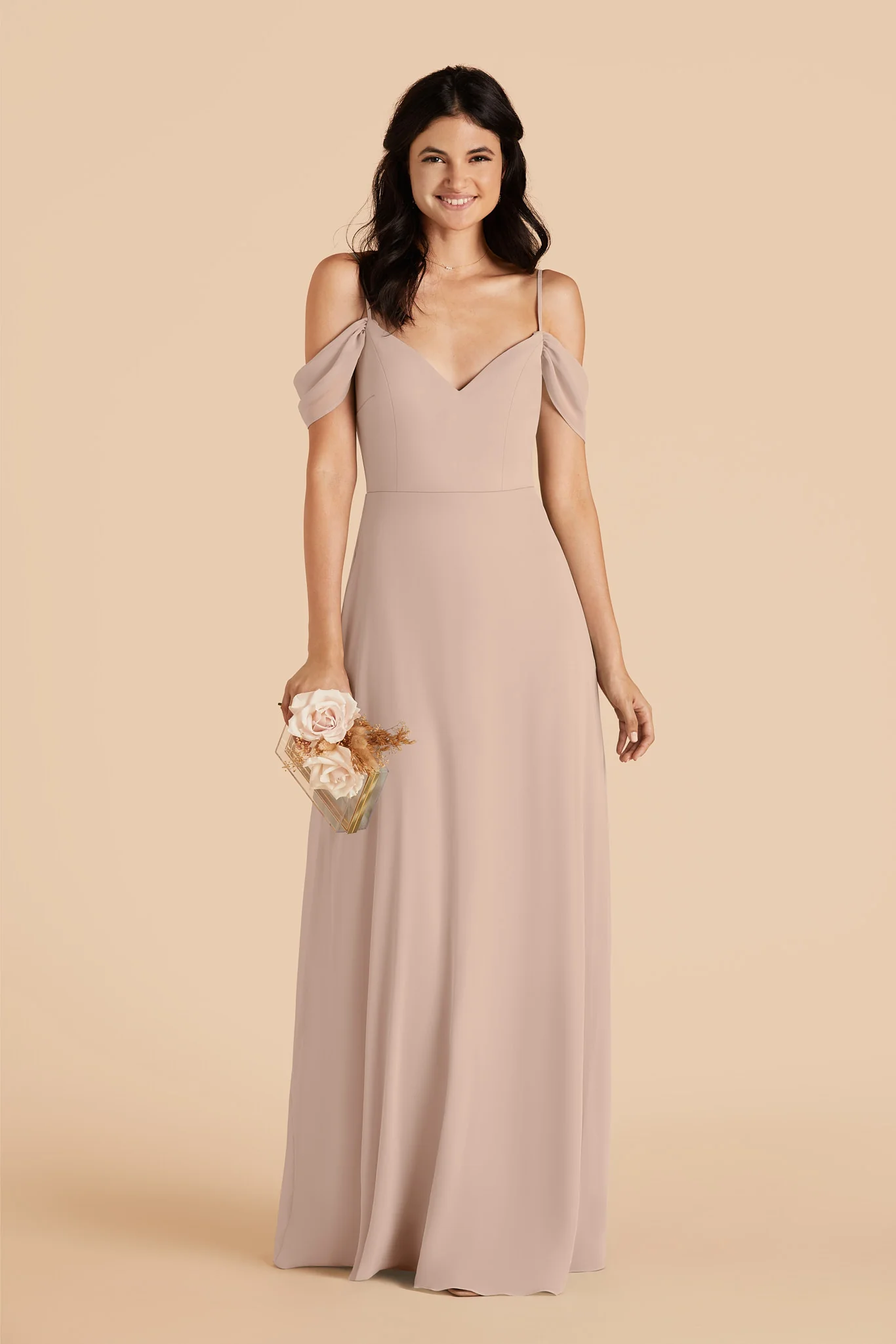 Devin Chiffon Dress - Taupe