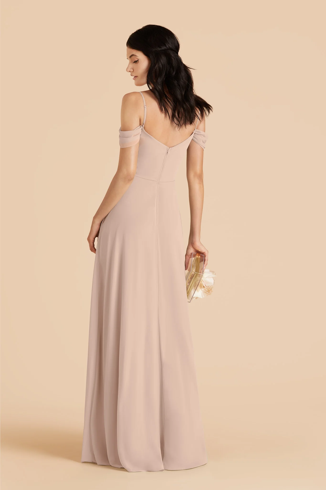 Devin Chiffon Dress - Taupe - Image 3