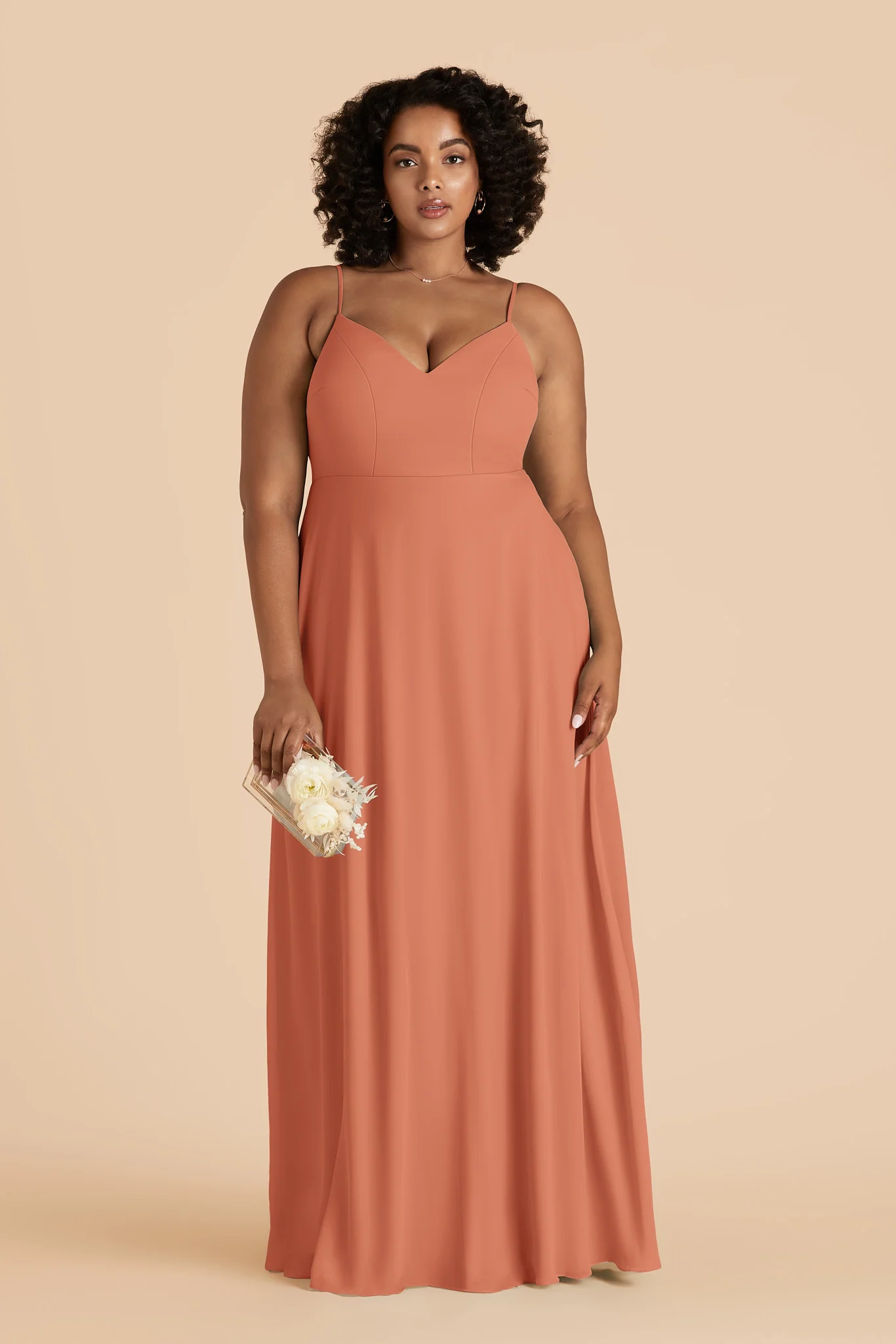 Devin Chiffon Dress - Terracotta - Image 3