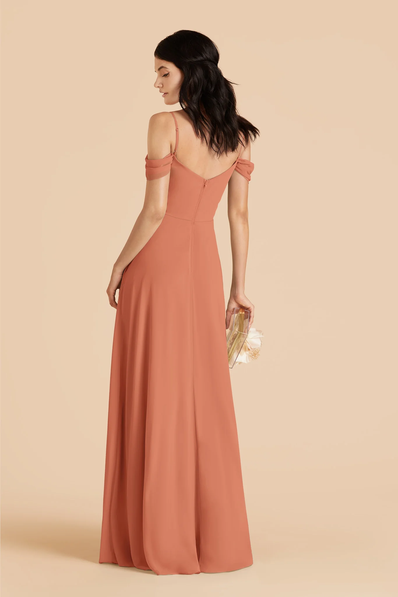 Devin Chiffon Dress - Terracotta - Image 4