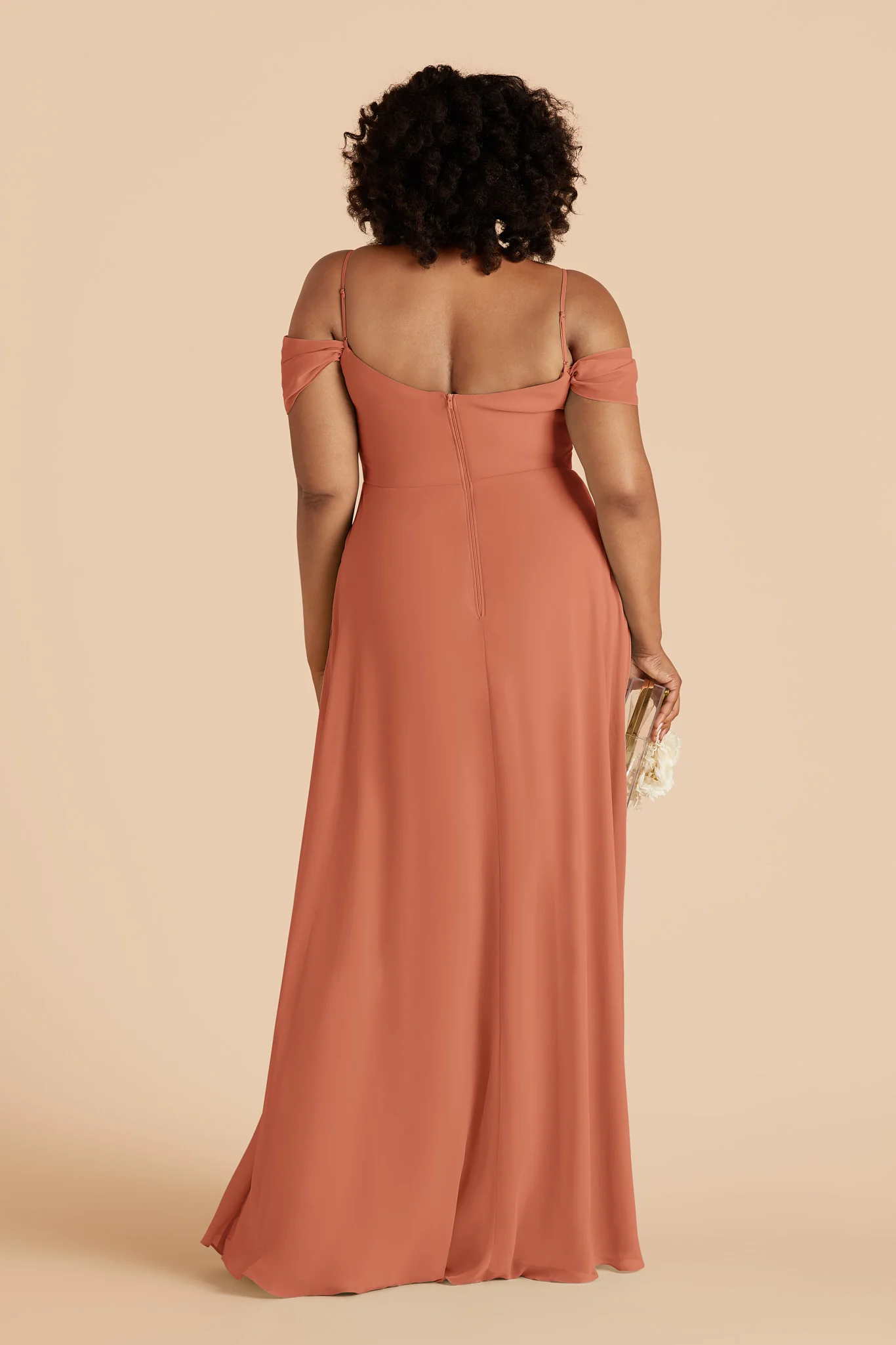 Devin Chiffon Dress - Terracotta - Image 5