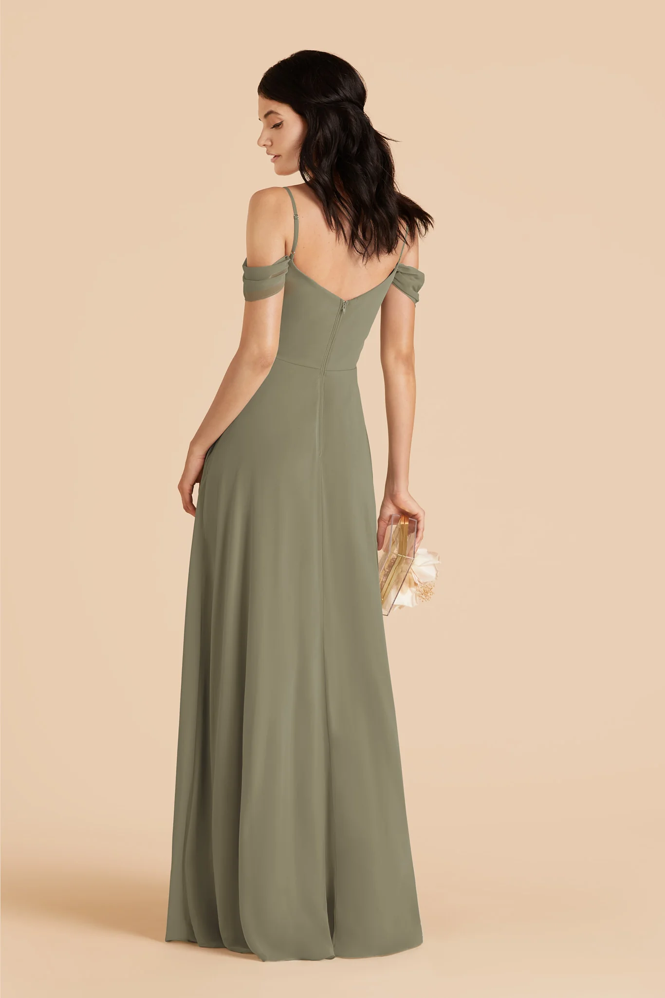 Devin Chiffon Dress - Thyme - Image 3