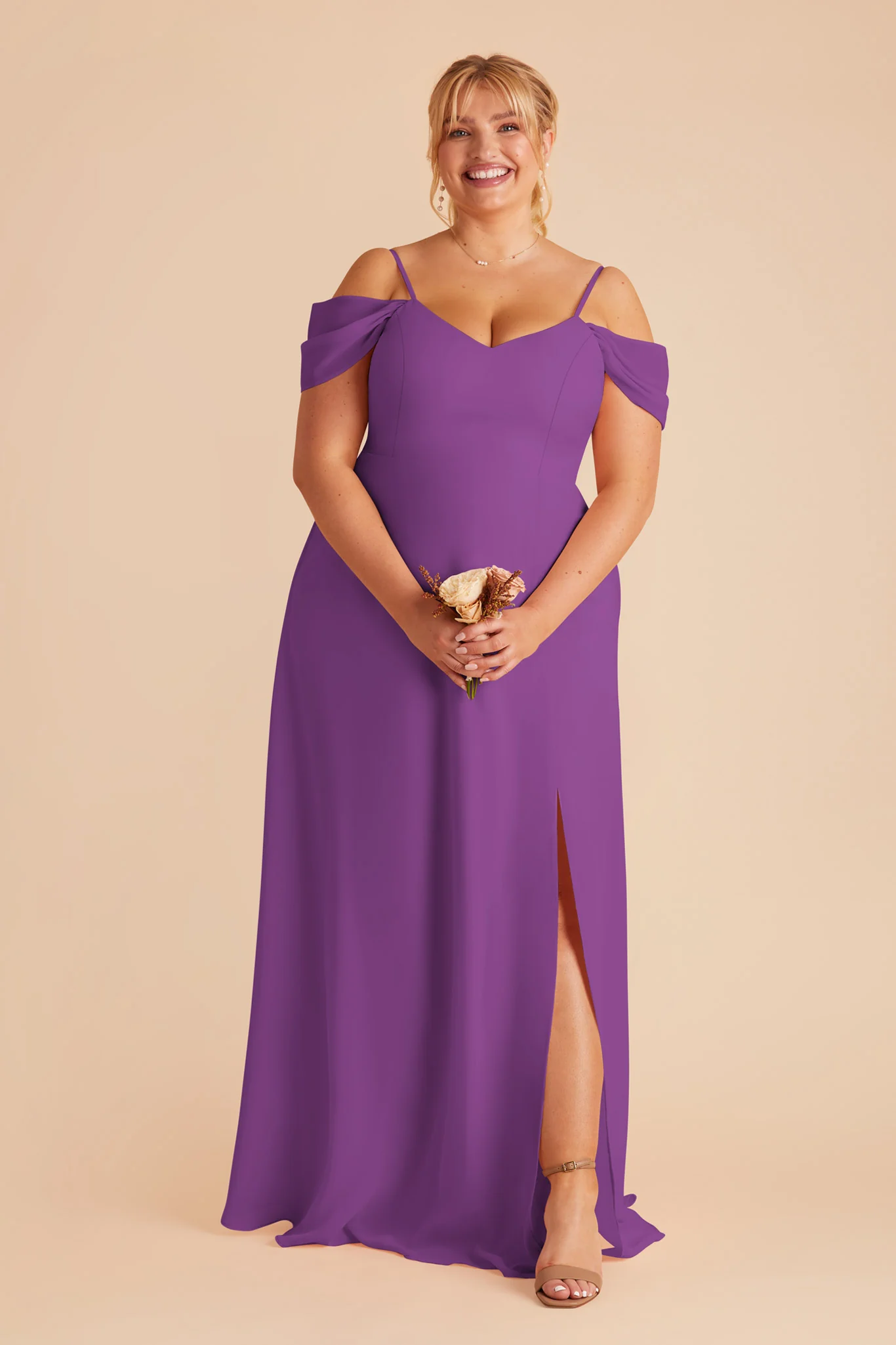 Devin Chiffon Dress With Slit - Amethyst - Image 2