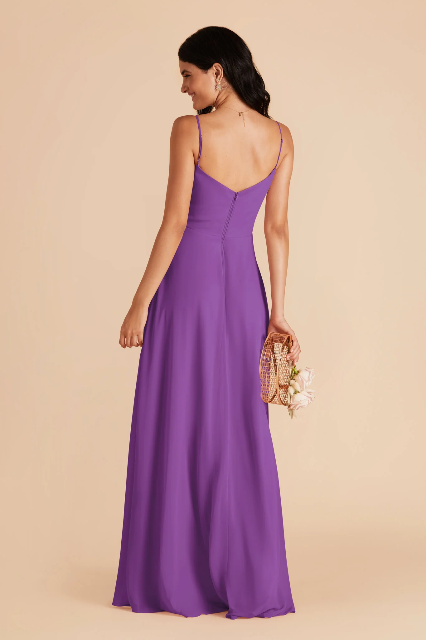 Devin Chiffon Dress With Slit - Amethyst - Image 6