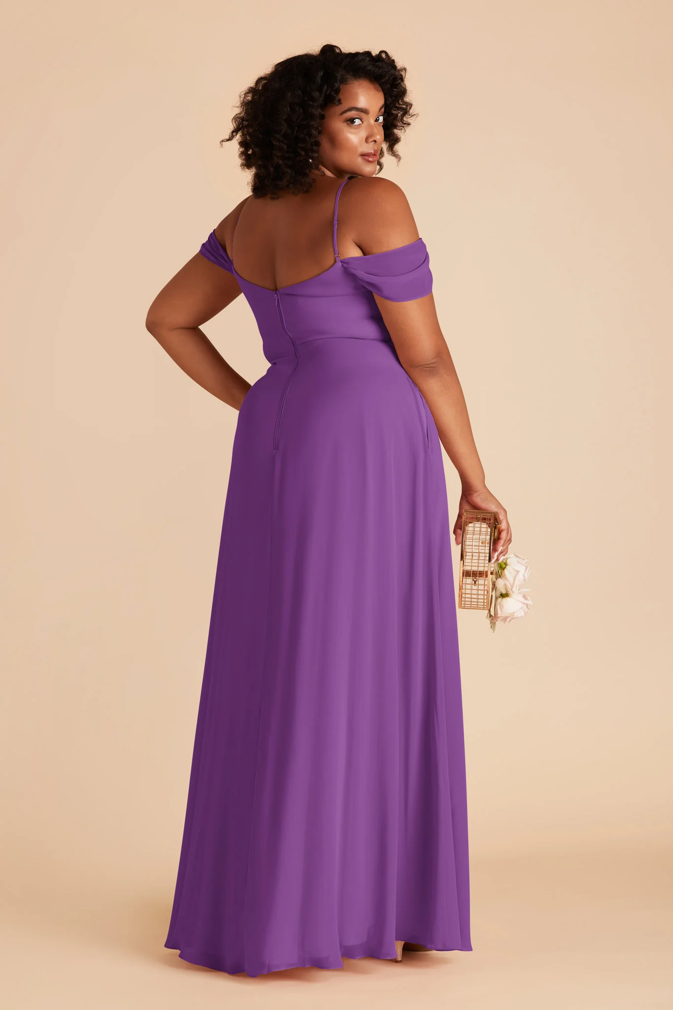 Devin Chiffon Dress With Slit - Amethyst - Image 8