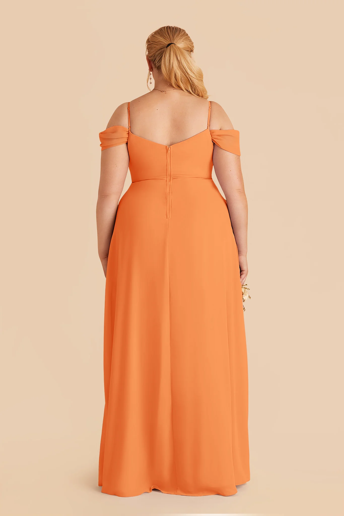 Devin Chiffon Dress With Slit - Apricot - Image 4