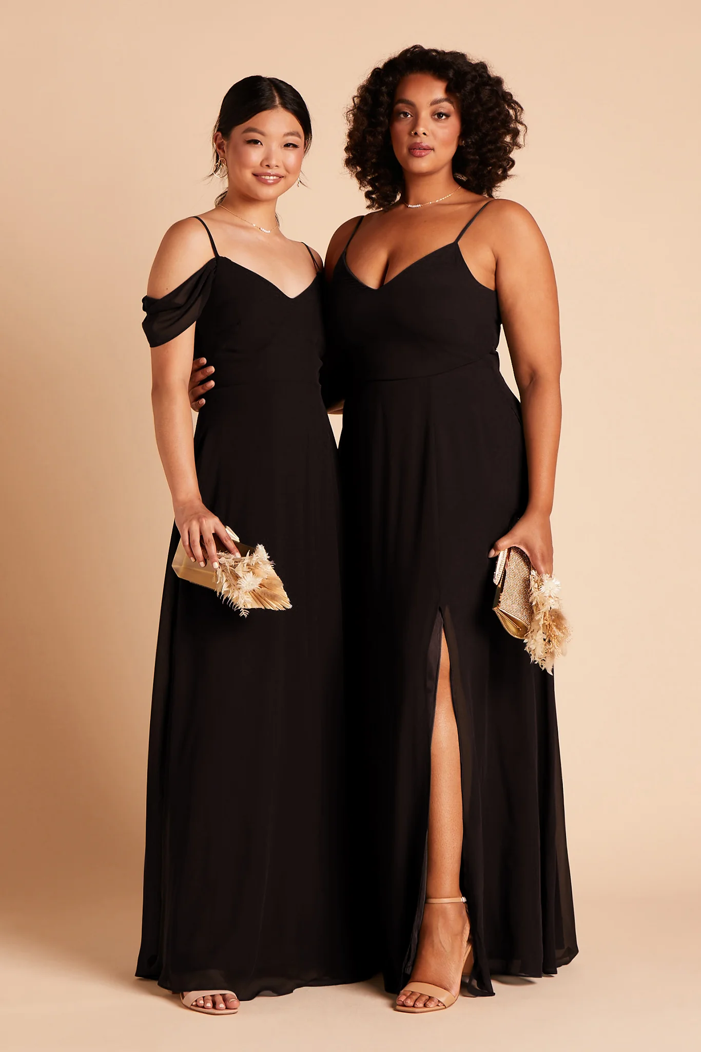 Devin Chiffon Dress With Slit - Black - Image 3