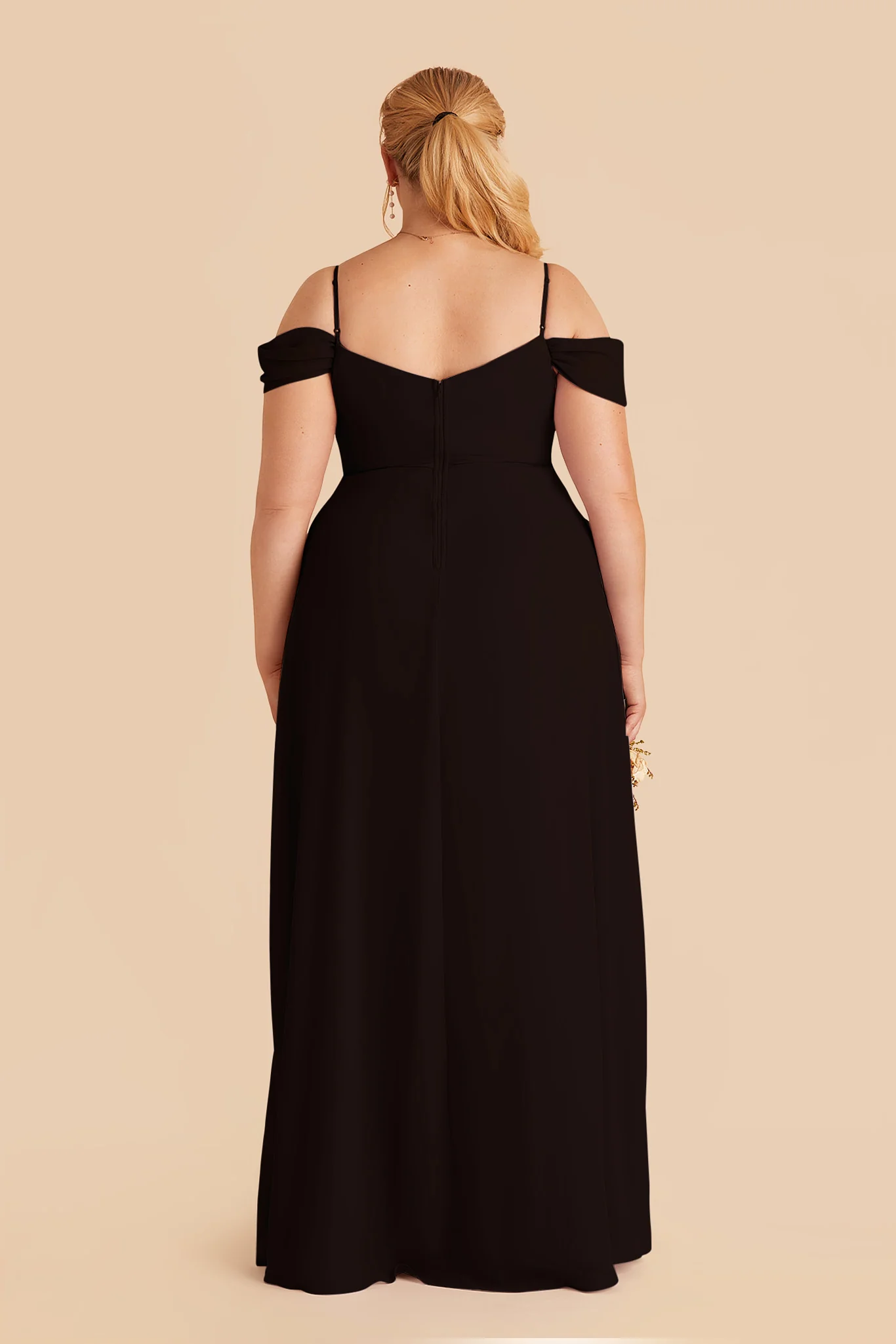 Devin Chiffon Dress With Slit - Black - Image 5