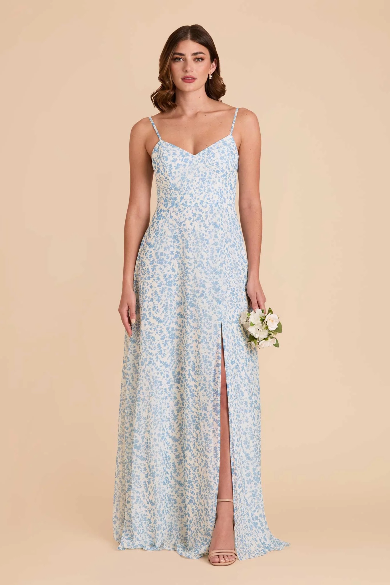 Devin Chiffon Dress With Slit - Blue Dreamy Ditsy - Image 2