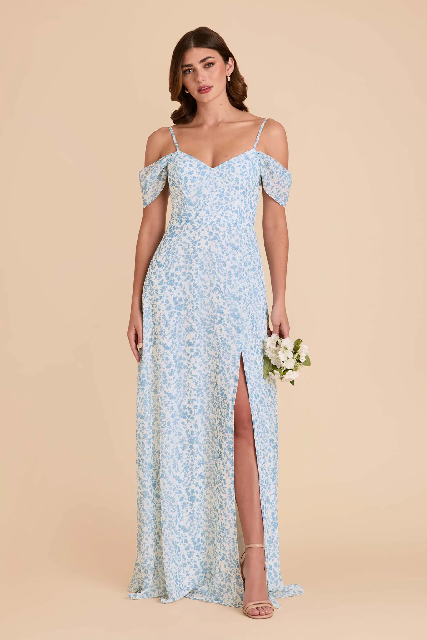 Devin Chiffon Dress With Slit - Blue Dreamy Ditsy - Image 3