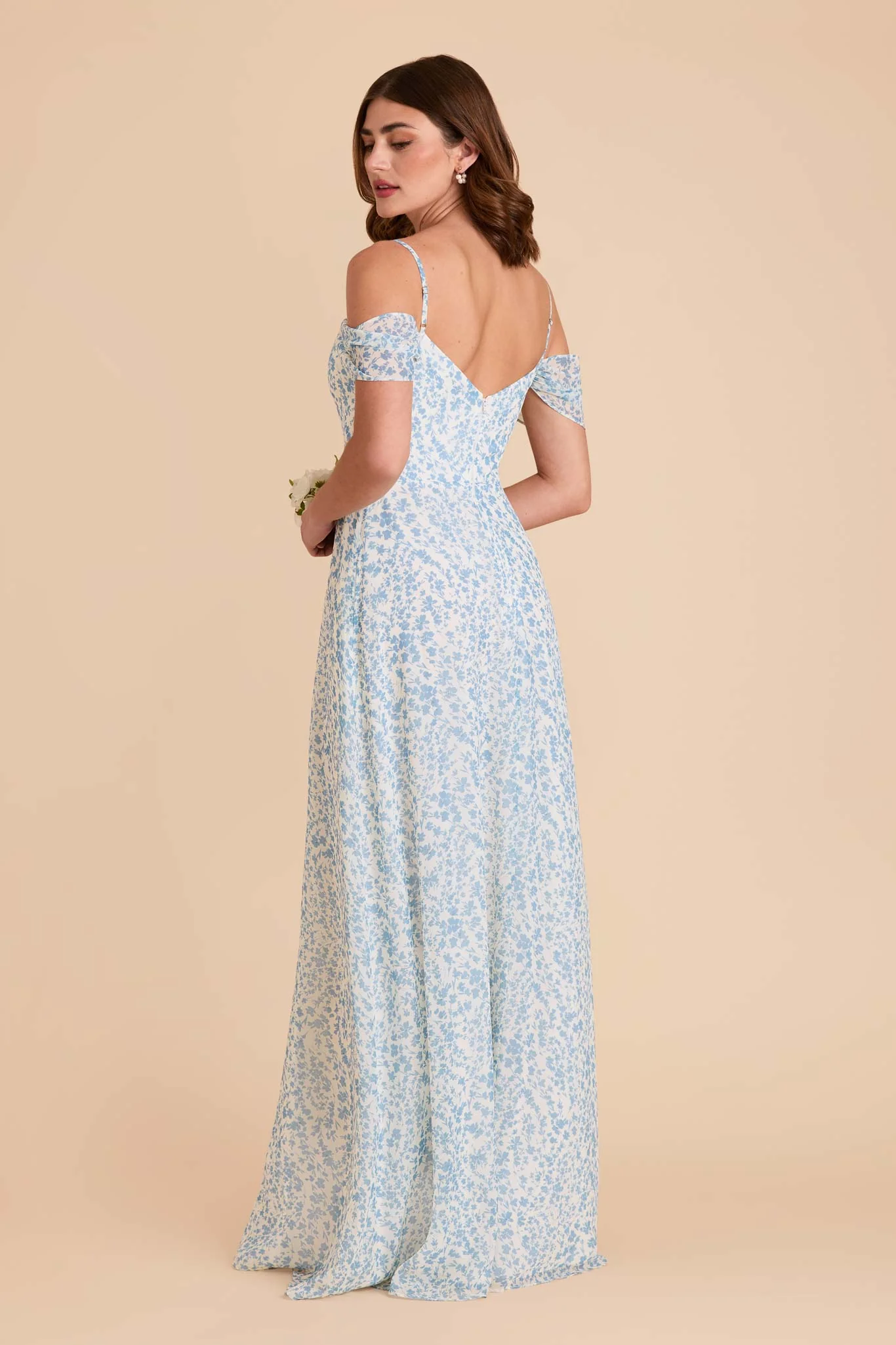 Devin Chiffon Dress With Slit - Blue Dreamy Ditsy - Image 5