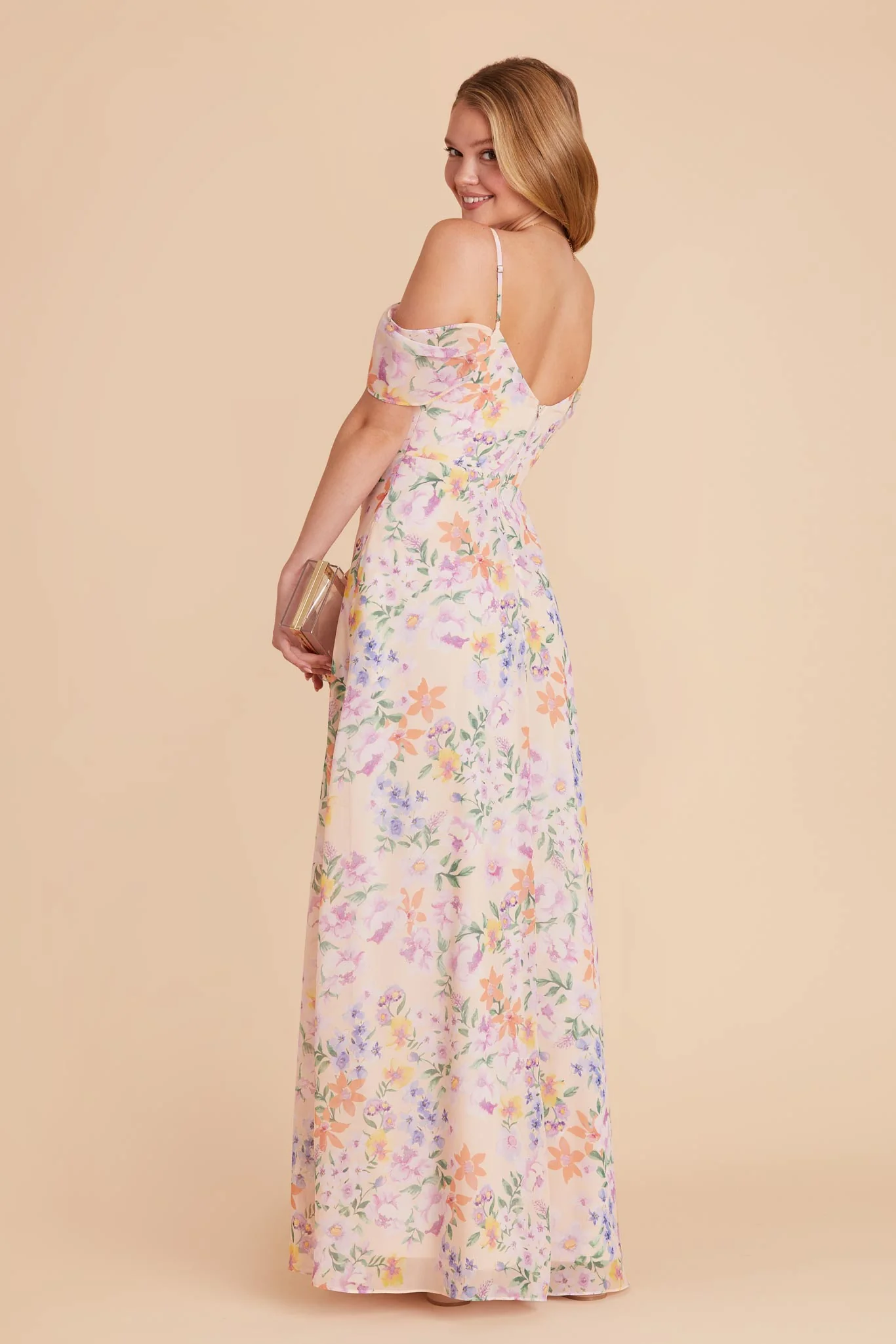 Devin Chiffon Dress With Slit - Botanical Blooms - Image 8
