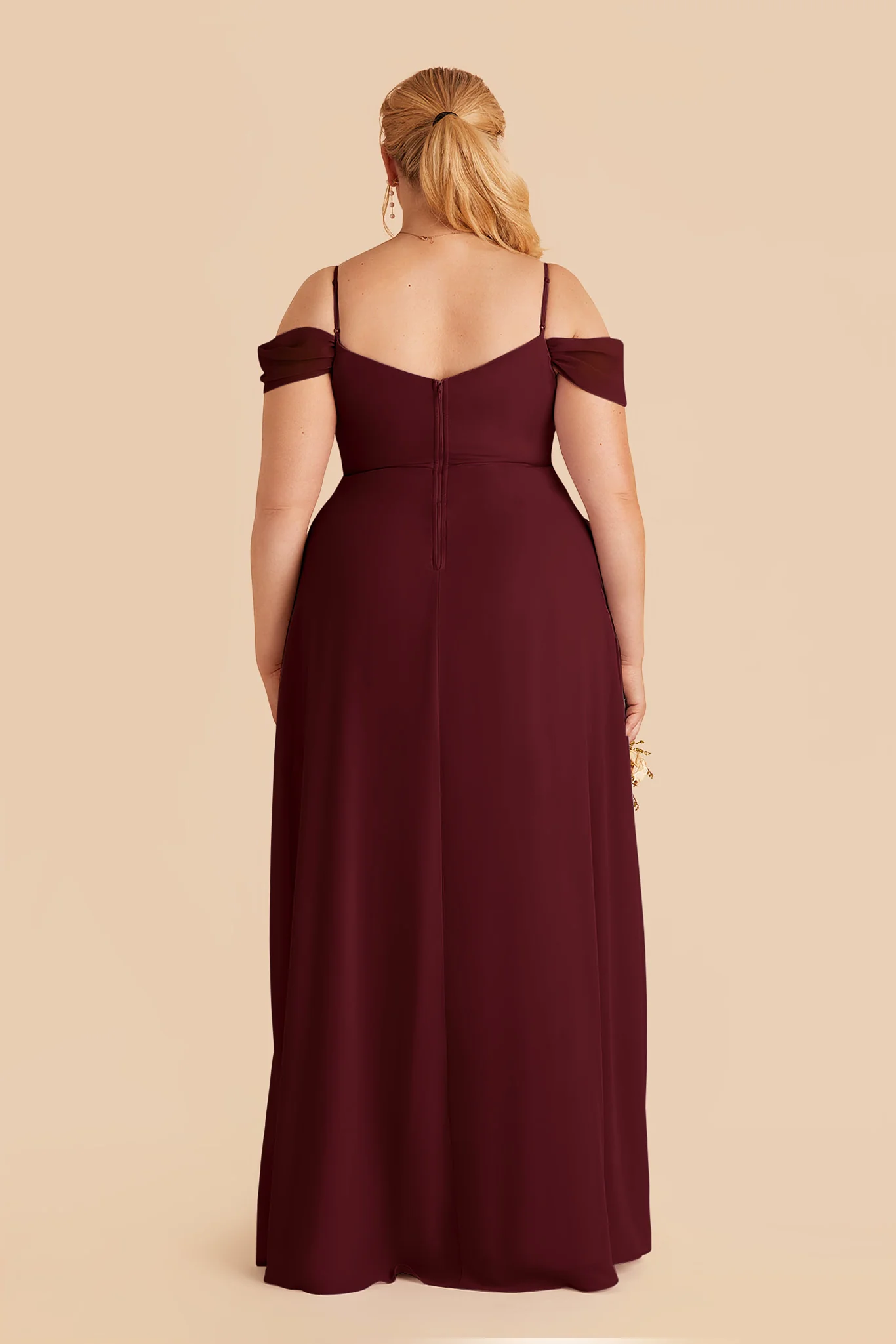 Devin Chiffon Dress With Slit - Cabernet - Image 4