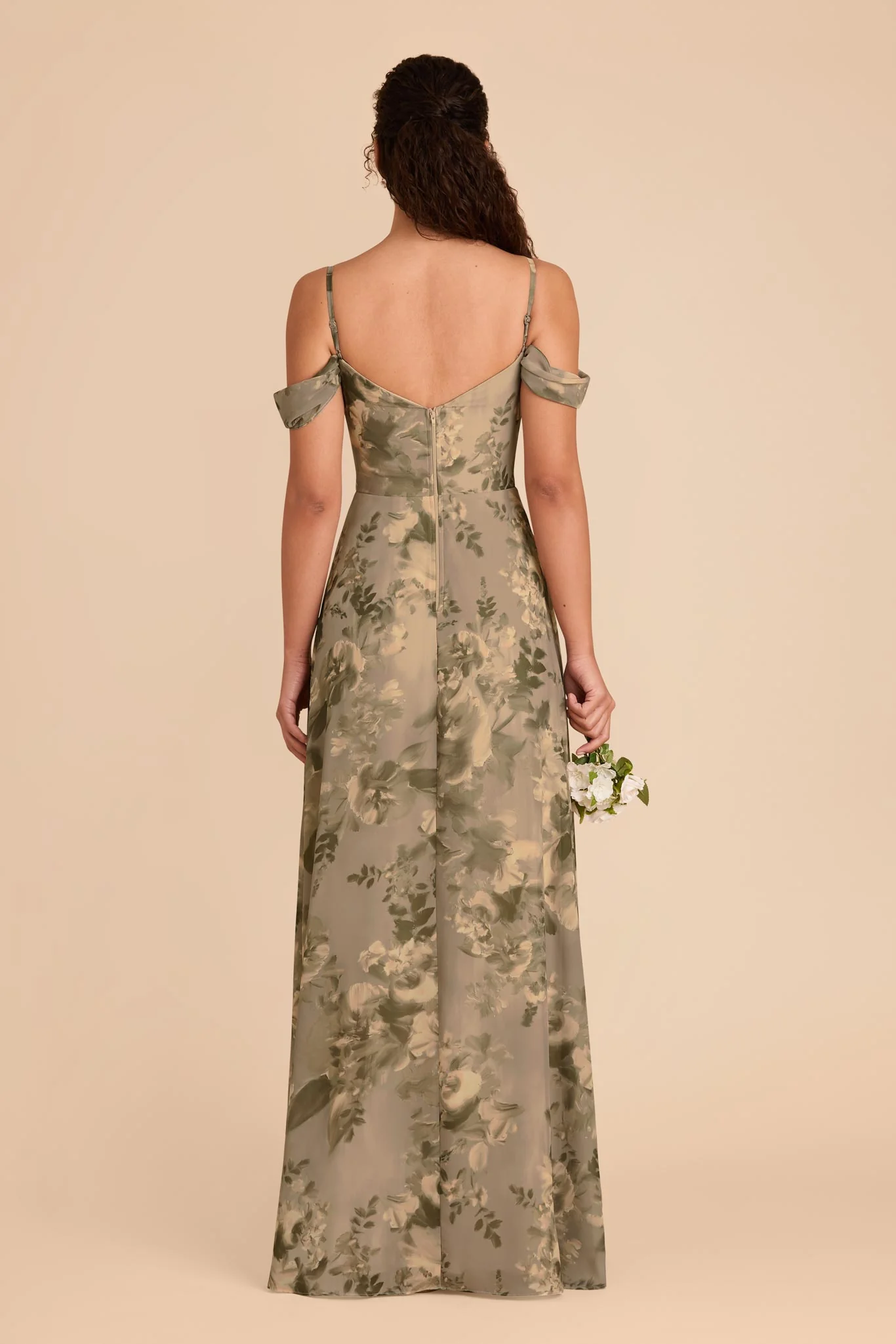 Devin Chiffon Dress With Slit - Doe Painted Botanics - Image 5