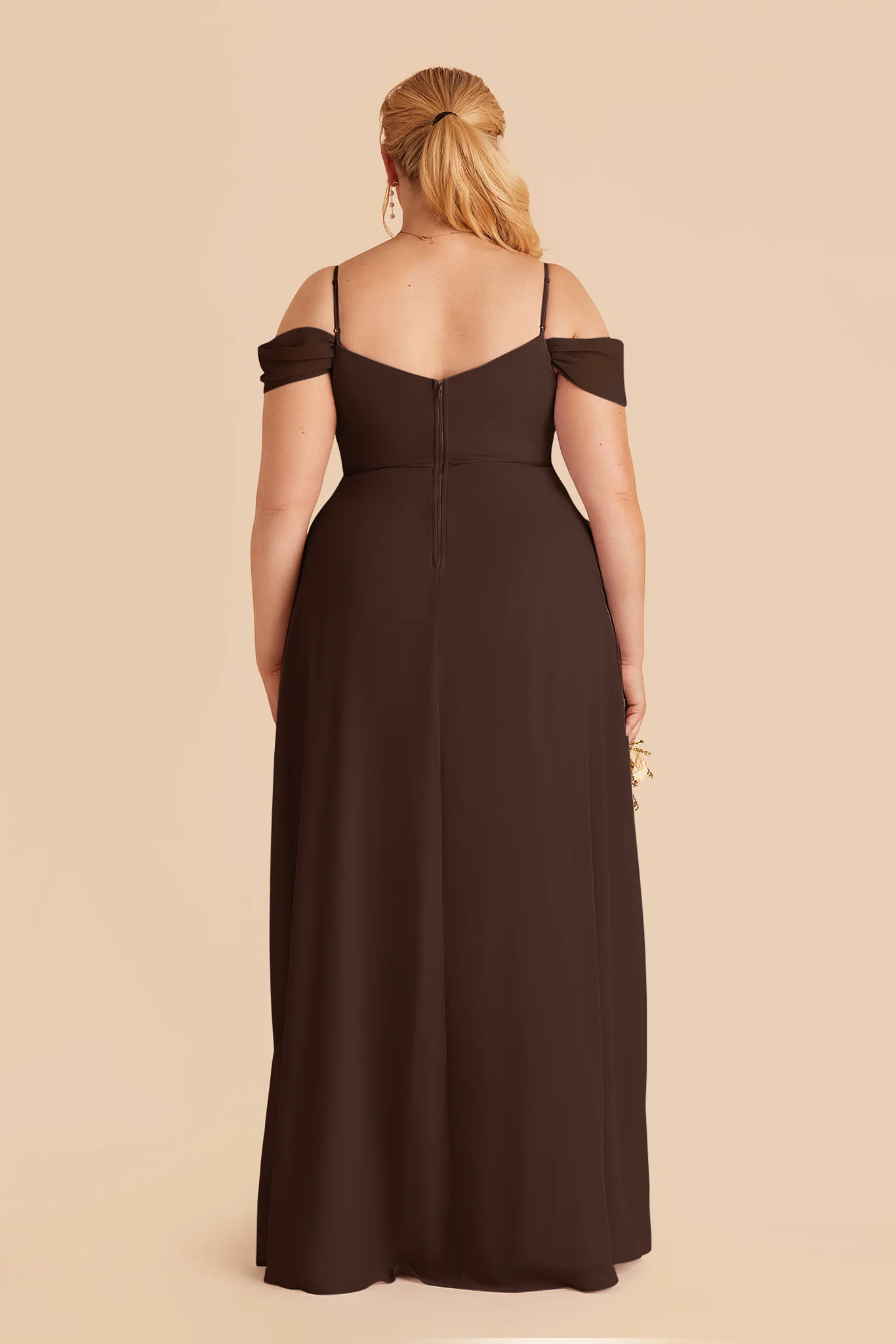 Devin Chiffon Dress With Slit - Espresso - Image 4