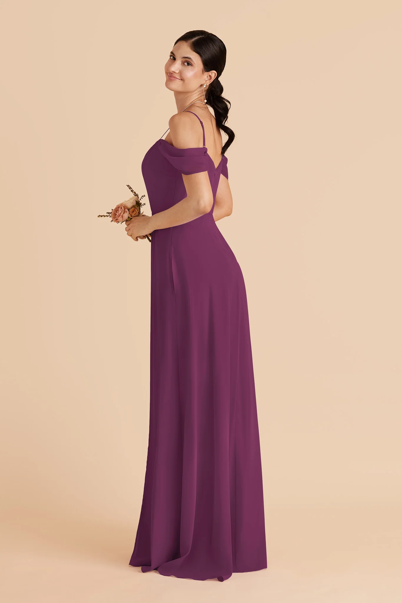 Devin Chiffon Dress With Slit - Fig - Image 3