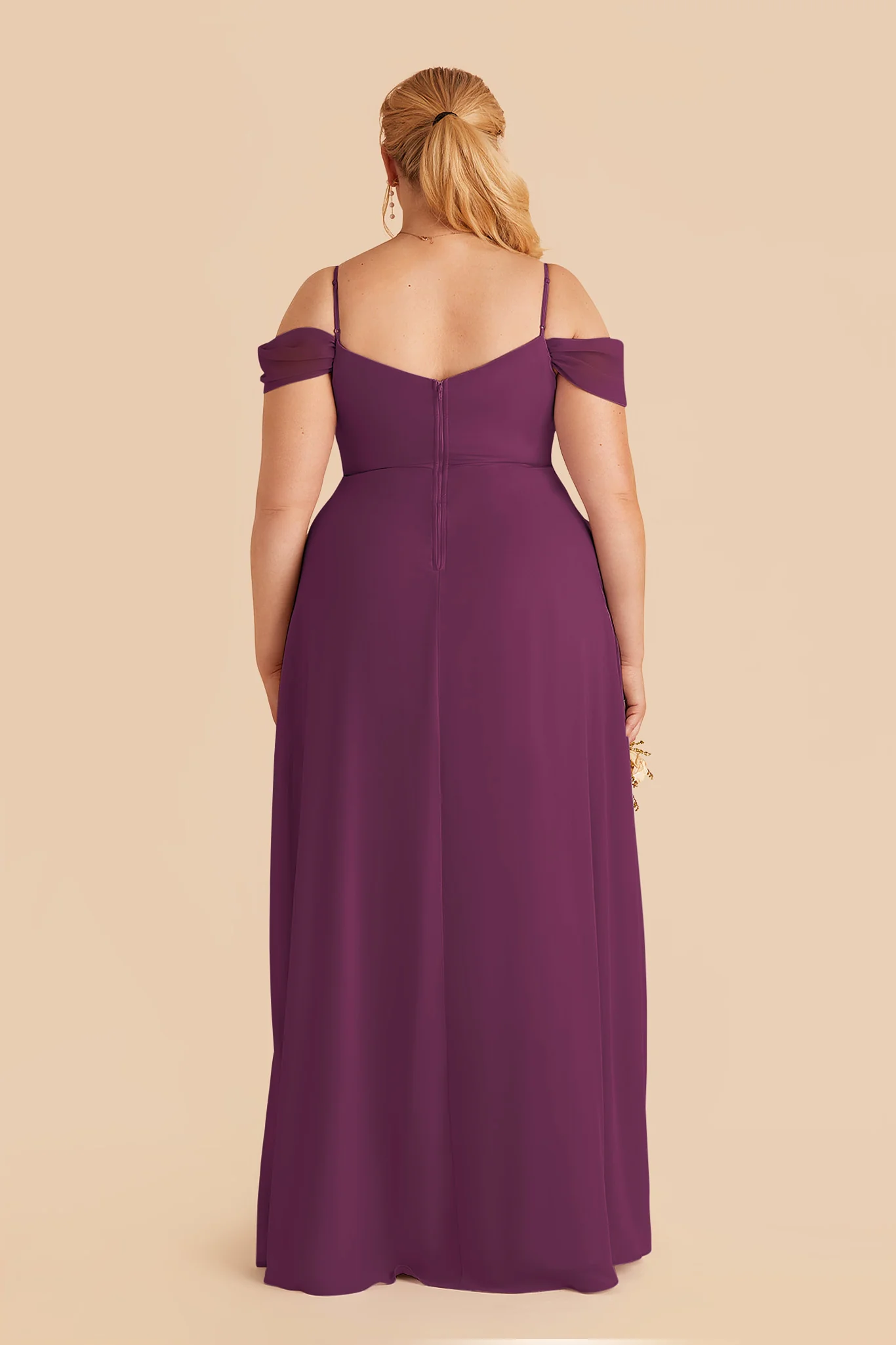 Devin Chiffon Dress With Slit - Fig - Image 4