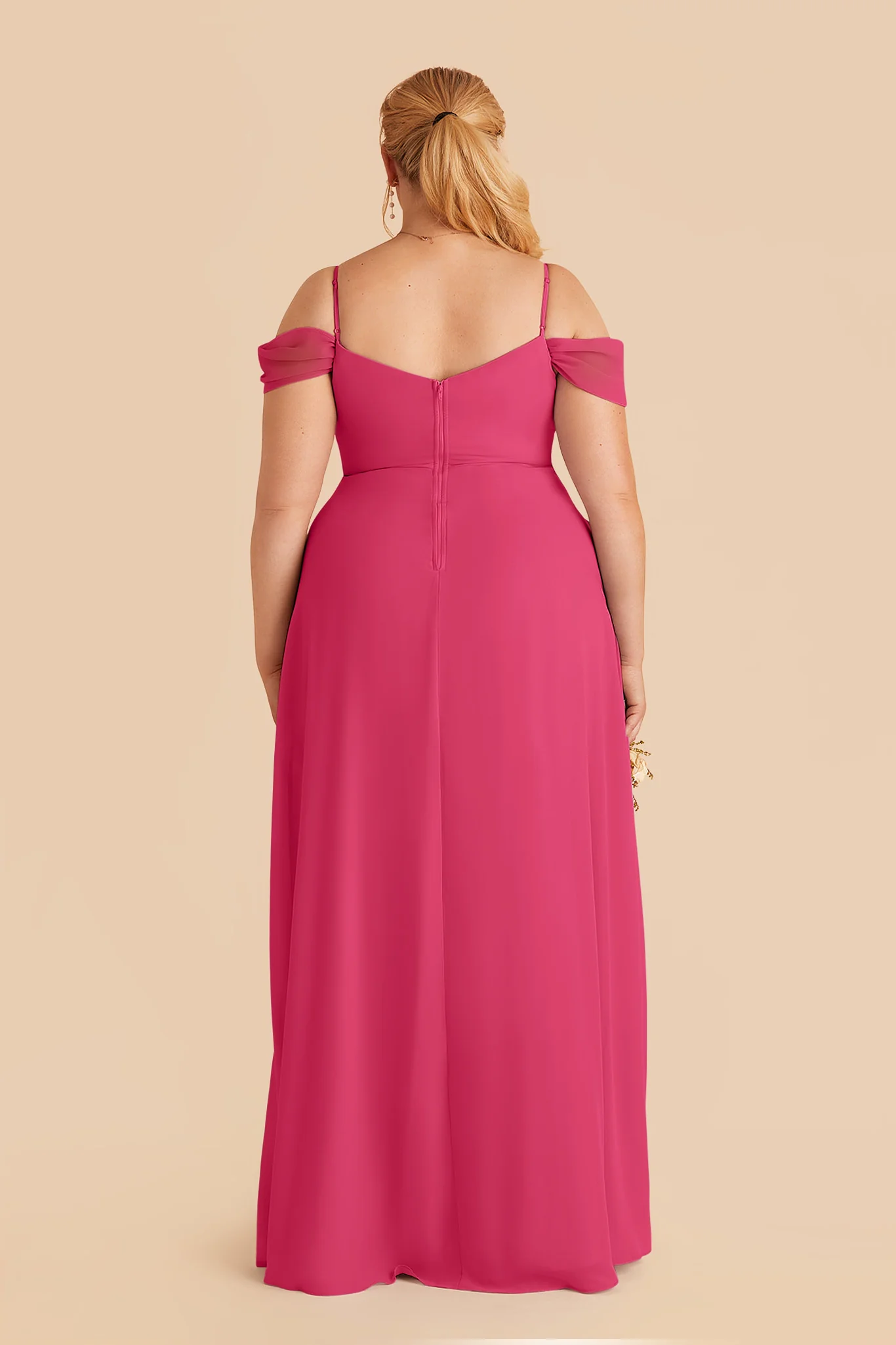 Devin Chiffon Dress With Slit - Fuchsia - Image 4