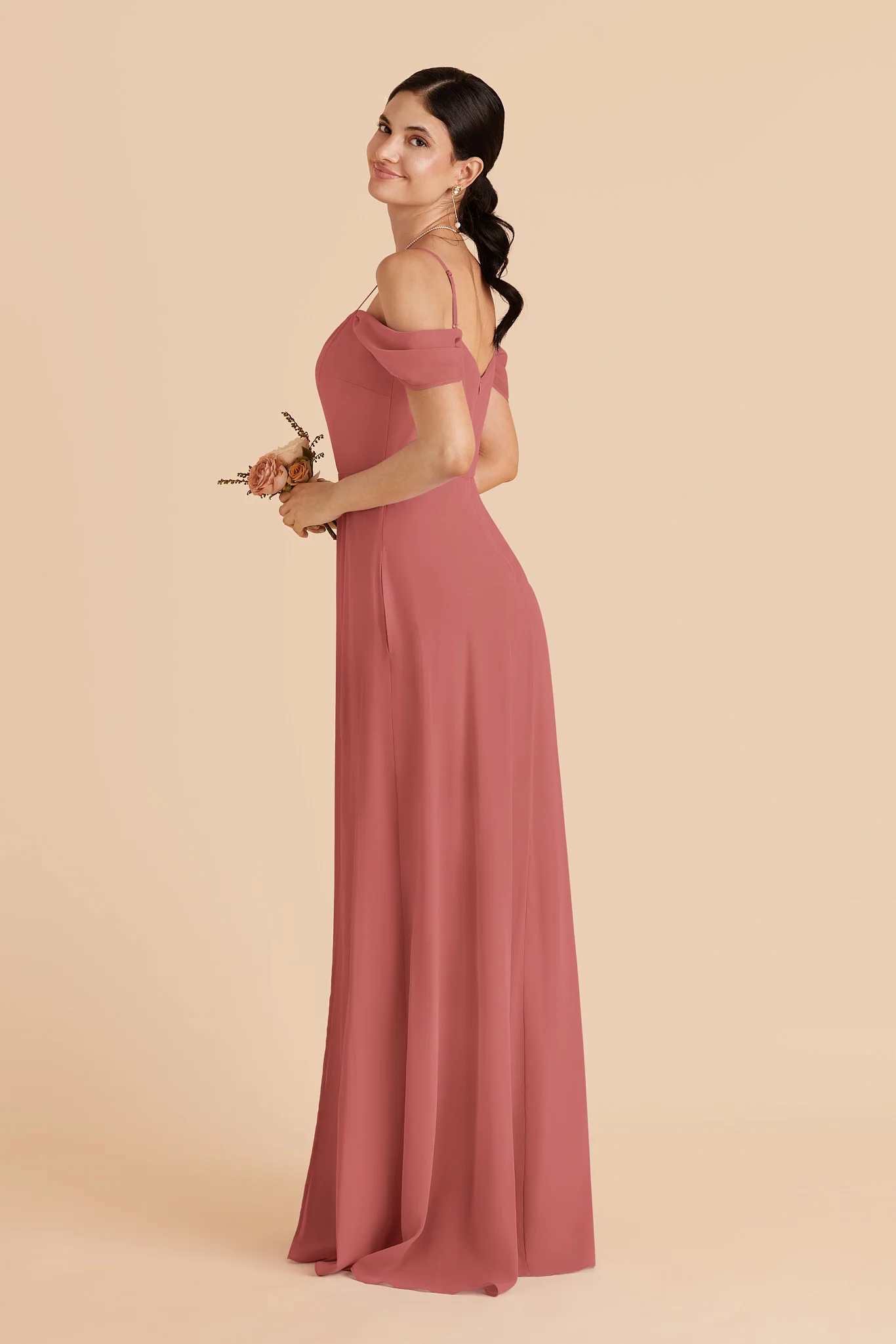 Devin Chiffon Dress With Slit - Mulberry - Image 3