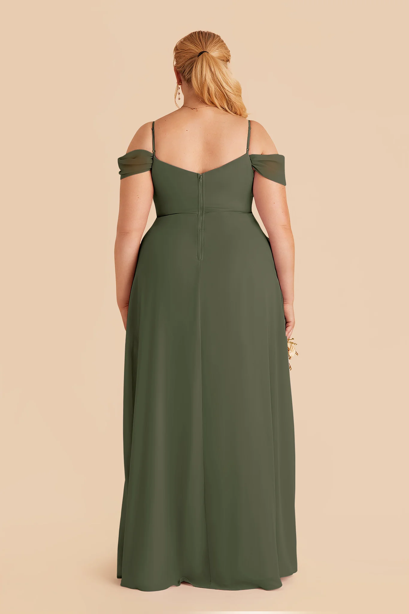Devin Chiffon Dress With Slit - Olive - Image 4