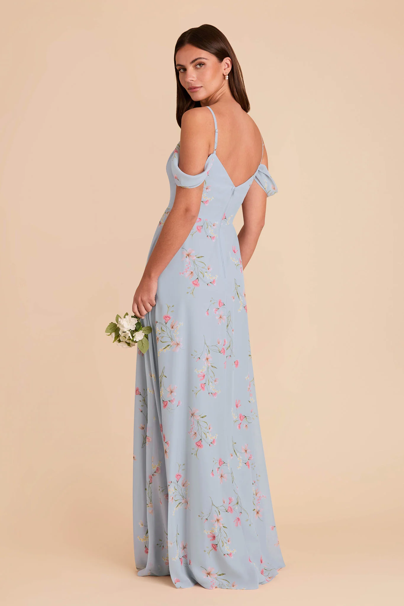 Devin Chiffon Dress With Slit - Periwinkle Blue Le Fleur - Image 4