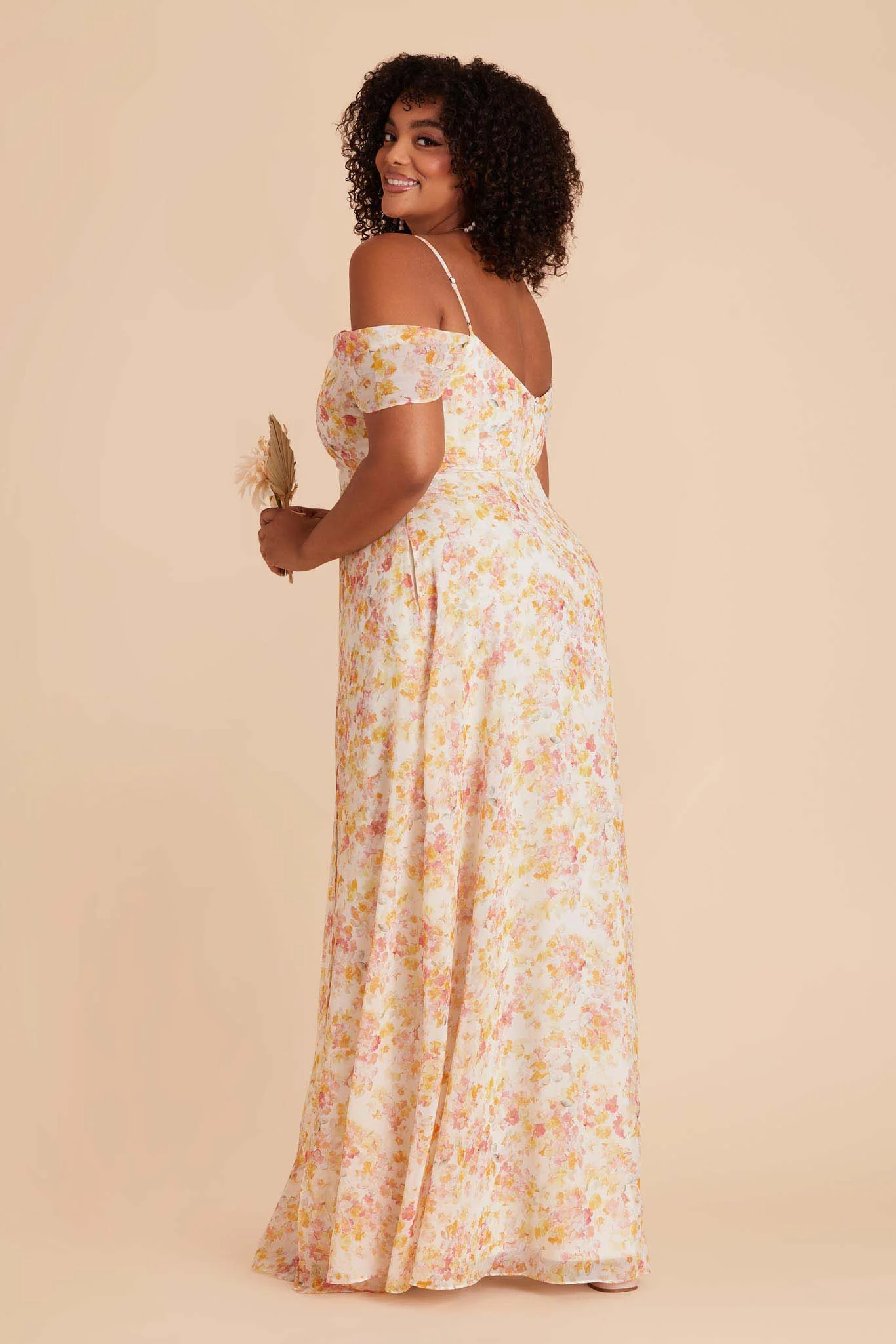 Devin Chiffon Dress With Slit - Pressed Floral - Image 14