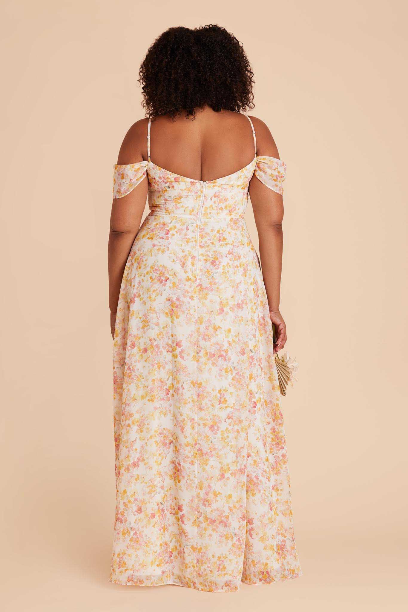 Devin Chiffon Dress With Slit - Pressed Floral - Image 15