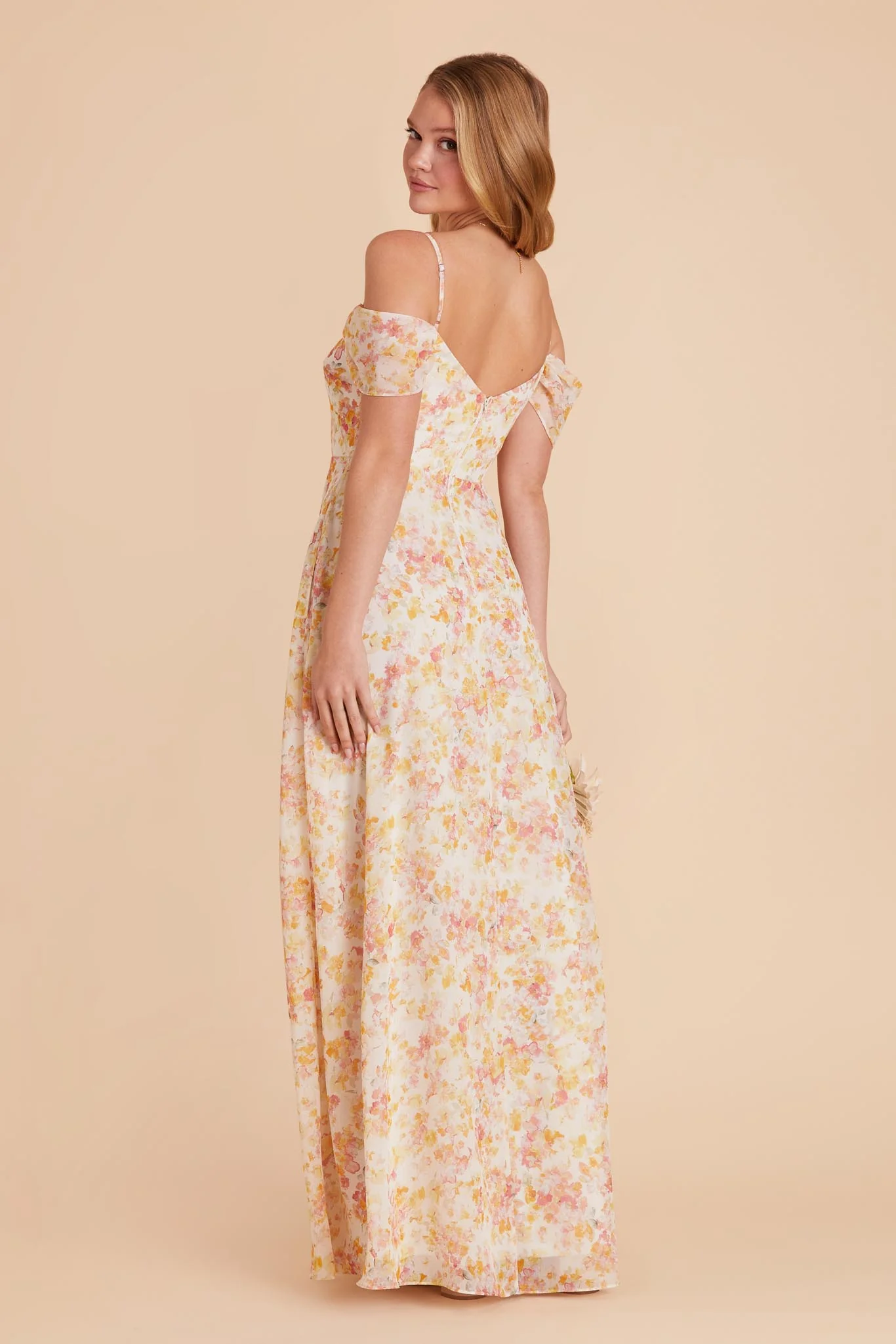 Devin Chiffon Dress With Slit - Pressed Floral - Image 8