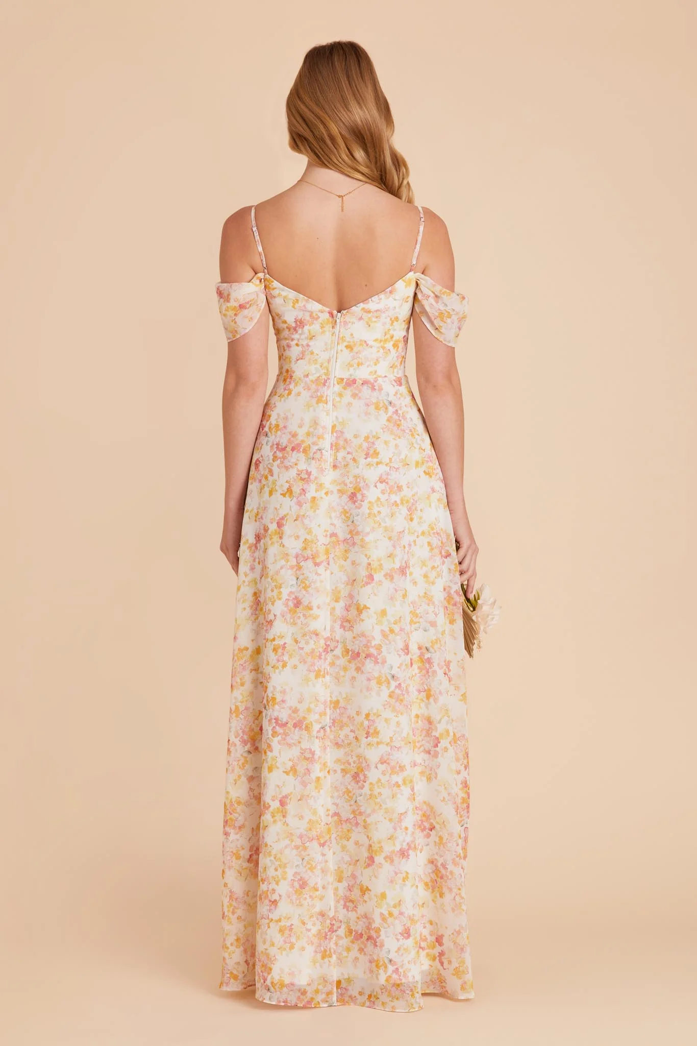 Devin Chiffon Dress With Slit - Pressed Floral - Image 9